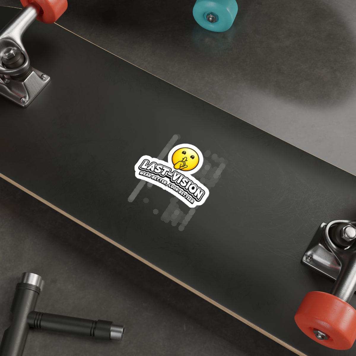 Last-Vision Die-Cut Sticker – Shh Emoji Logo, 'Wear Better, Look Better'