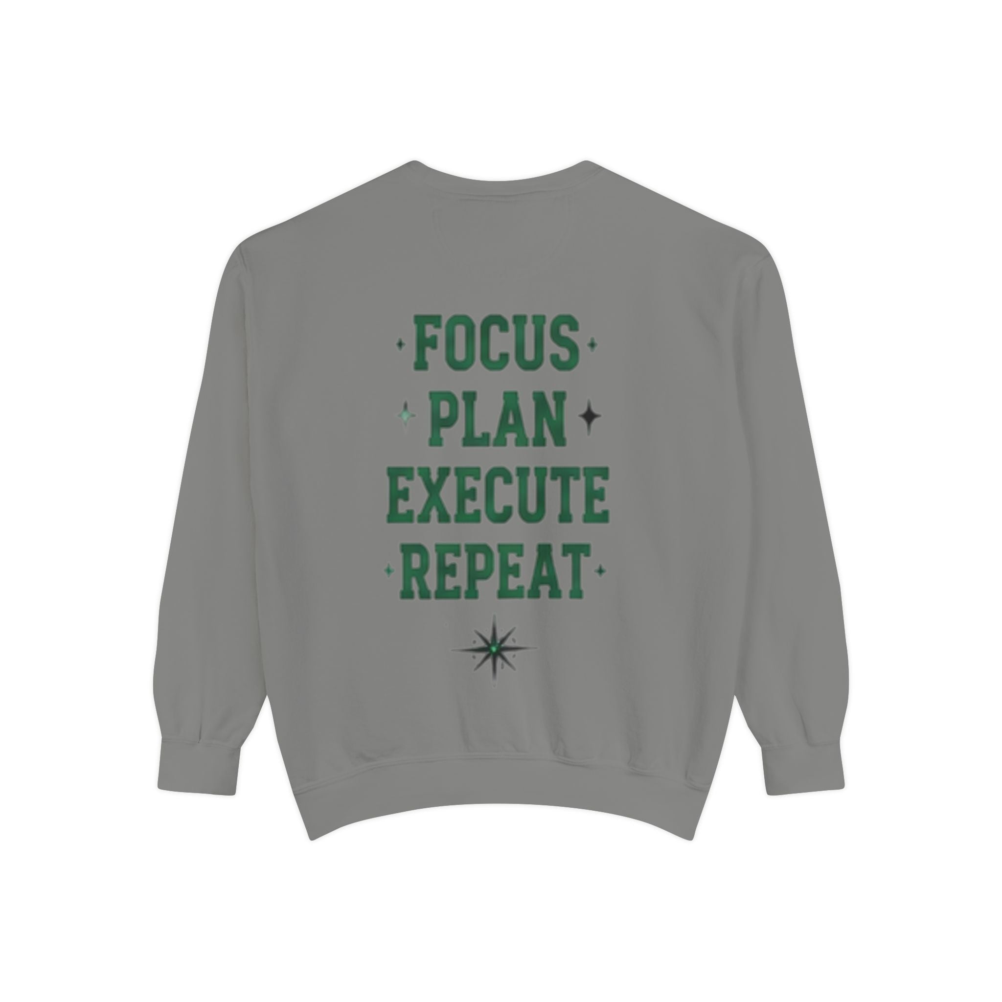 Discipline Sweatshirt — 'Discipline' Angel Graphic with 'Focus Plan Execute Repeat' Motivational Back