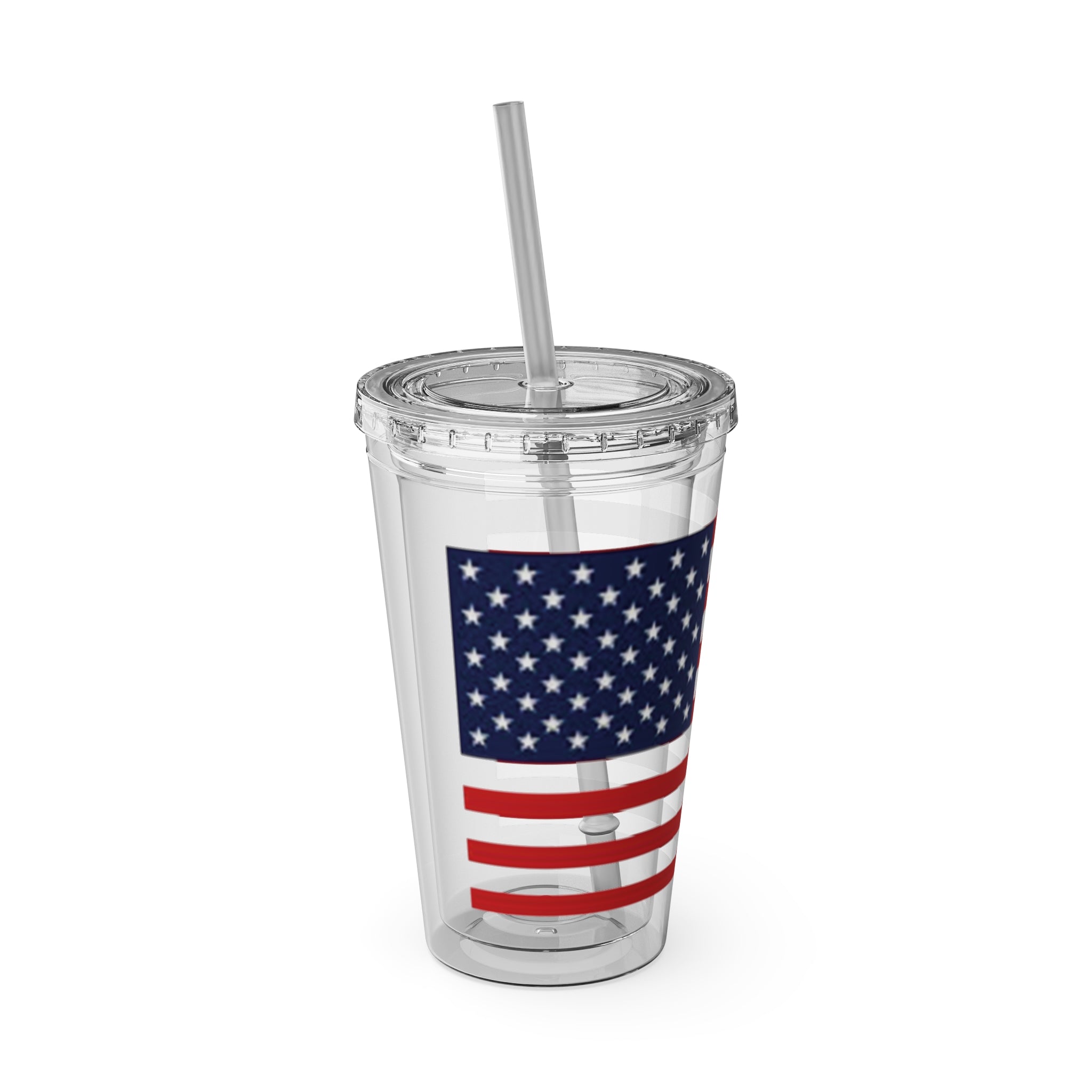 American Flag 16oz Tumbler with Straw – Patriotic USA Travel Cup