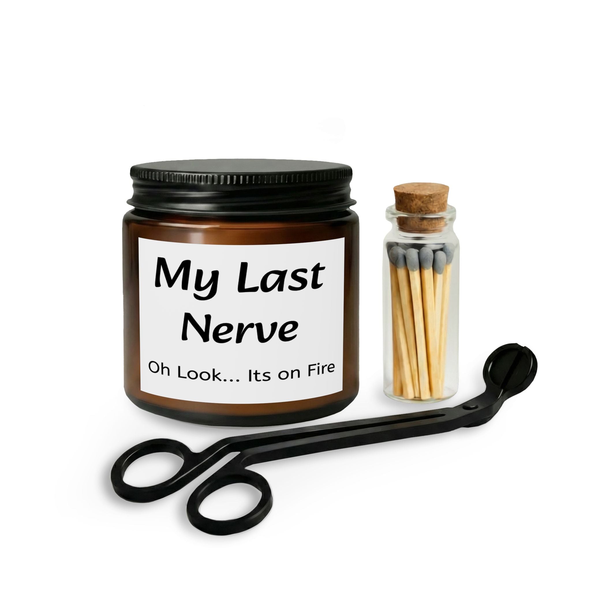 My Last Nerve Candle Set — Glass Jar Candle with Matches & Wick Trimmer