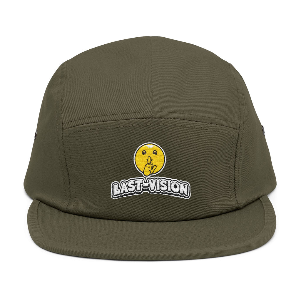 Last Vision Embroidered 5-Panel Cap — Retro Smiley Patch