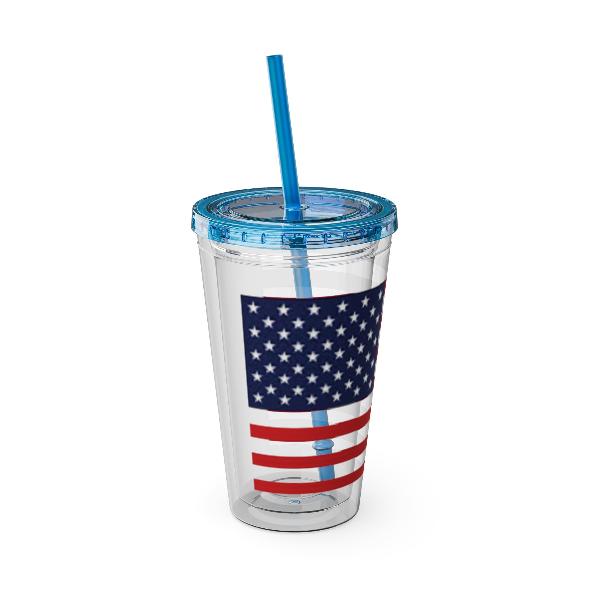 American Flag 16oz Tumbler with Straw – Patriotic USA Travel Cup