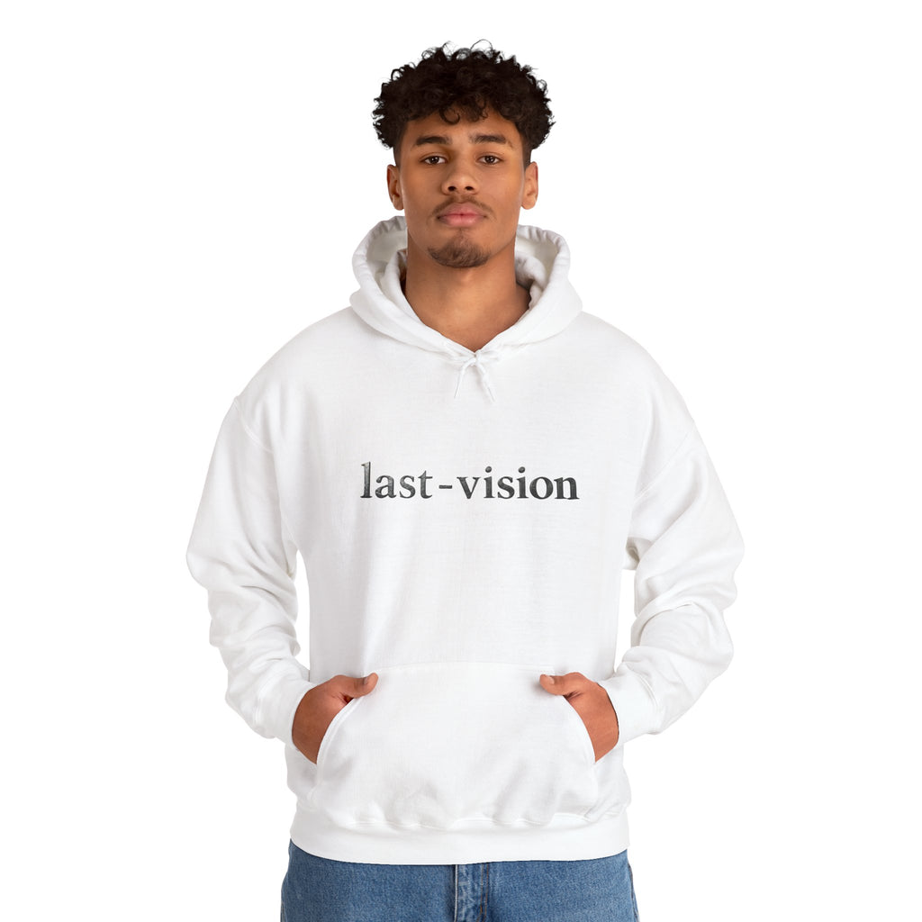 Last-Vision Minimalist Hoodie — Monochrome Logo Pullover