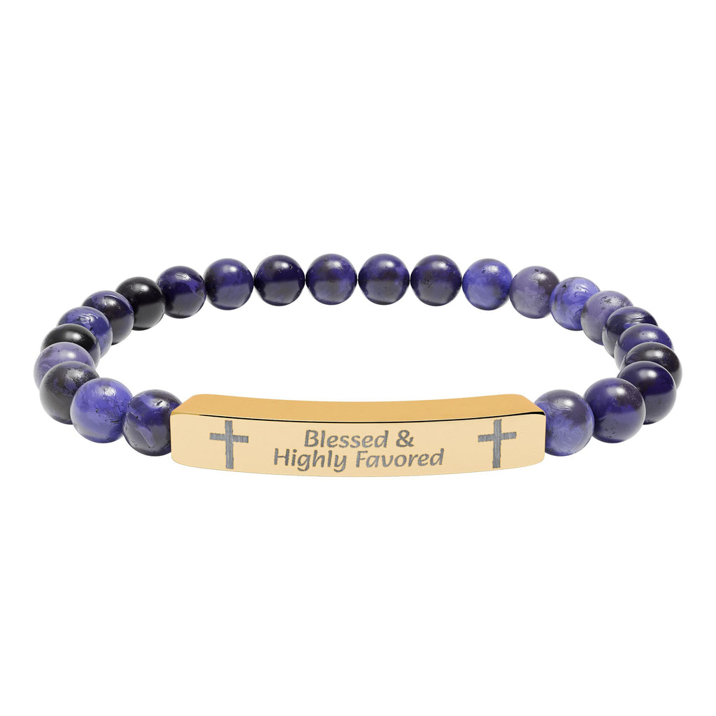 Natural Stone Bar Bracelet — Prayer/Scripture Bead Bracelet