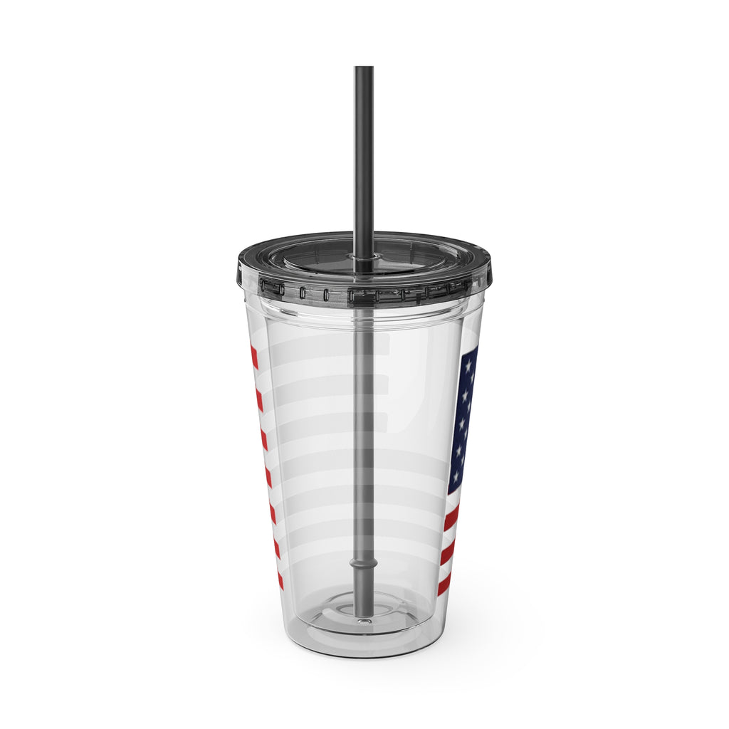 American Flag 16oz Tumbler with Straw – Patriotic USA Travel Cup