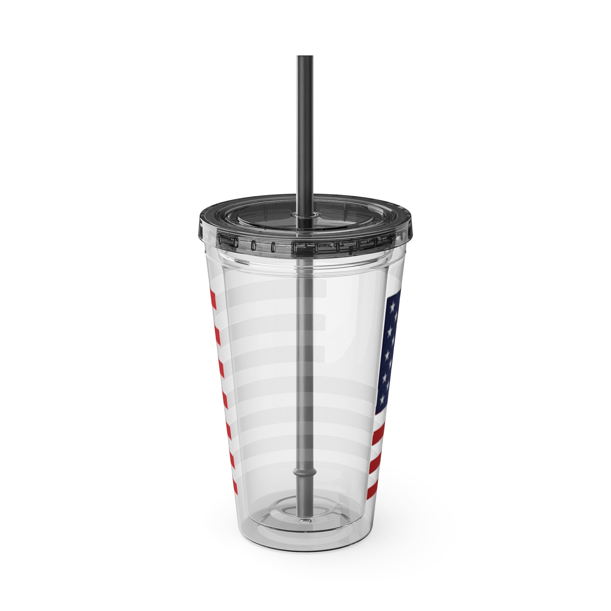 American Flag 16oz Tumbler with Straw – Patriotic USA Travel Cup