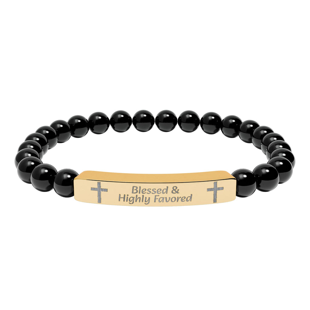 Natural Stone Bar Bracelet — Prayer/Scripture Bead Bracelet