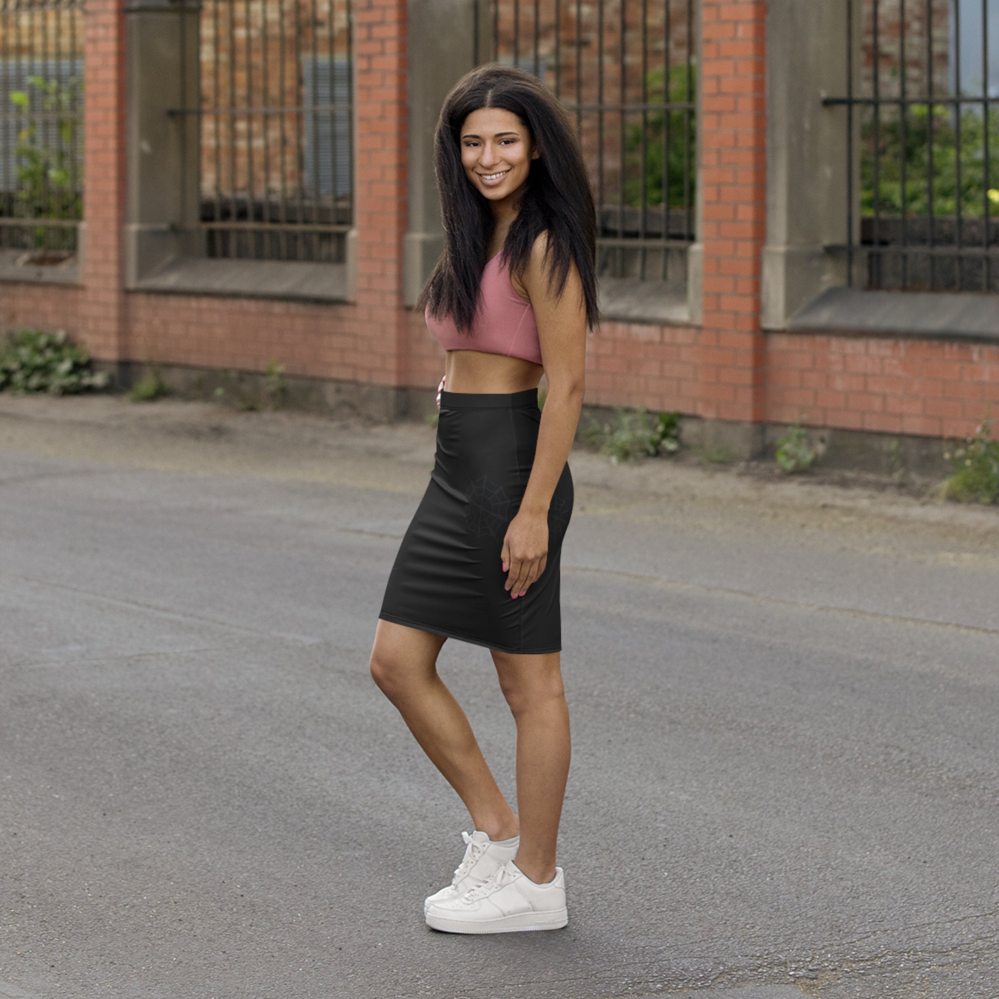 Pencil Skirt — Classic Black Mid‑Waist Bodycon Pencil Skirt
