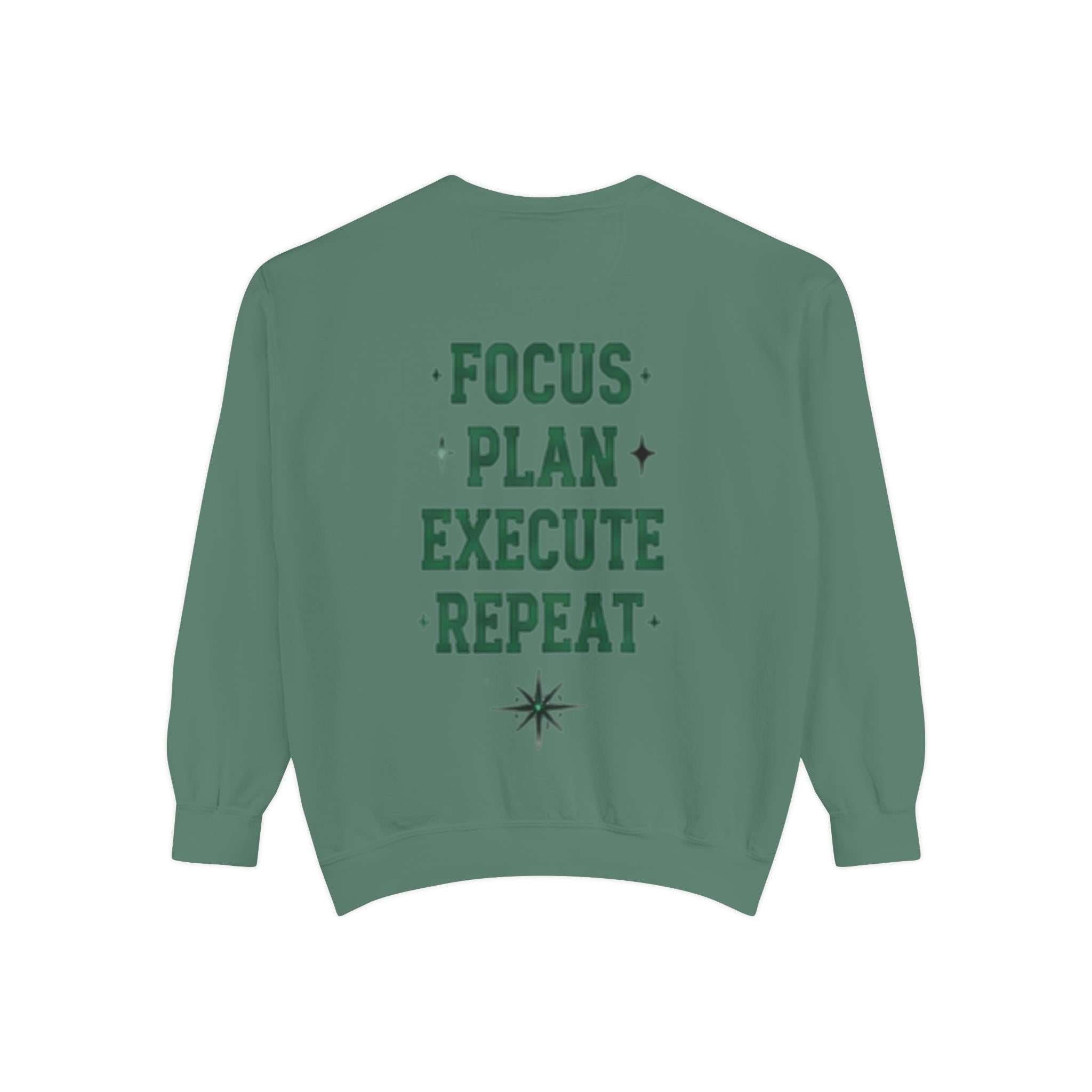 Discipline Sweatshirt — 'Discipline' Angel Graphic with 'Focus Plan Execute Repeat' Motivational Back