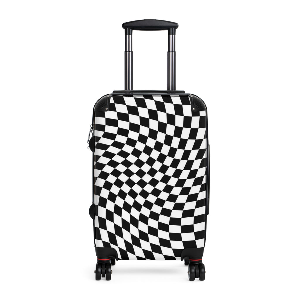 Checkerboard Optical-Illusion Suitcase — Travel Luggage