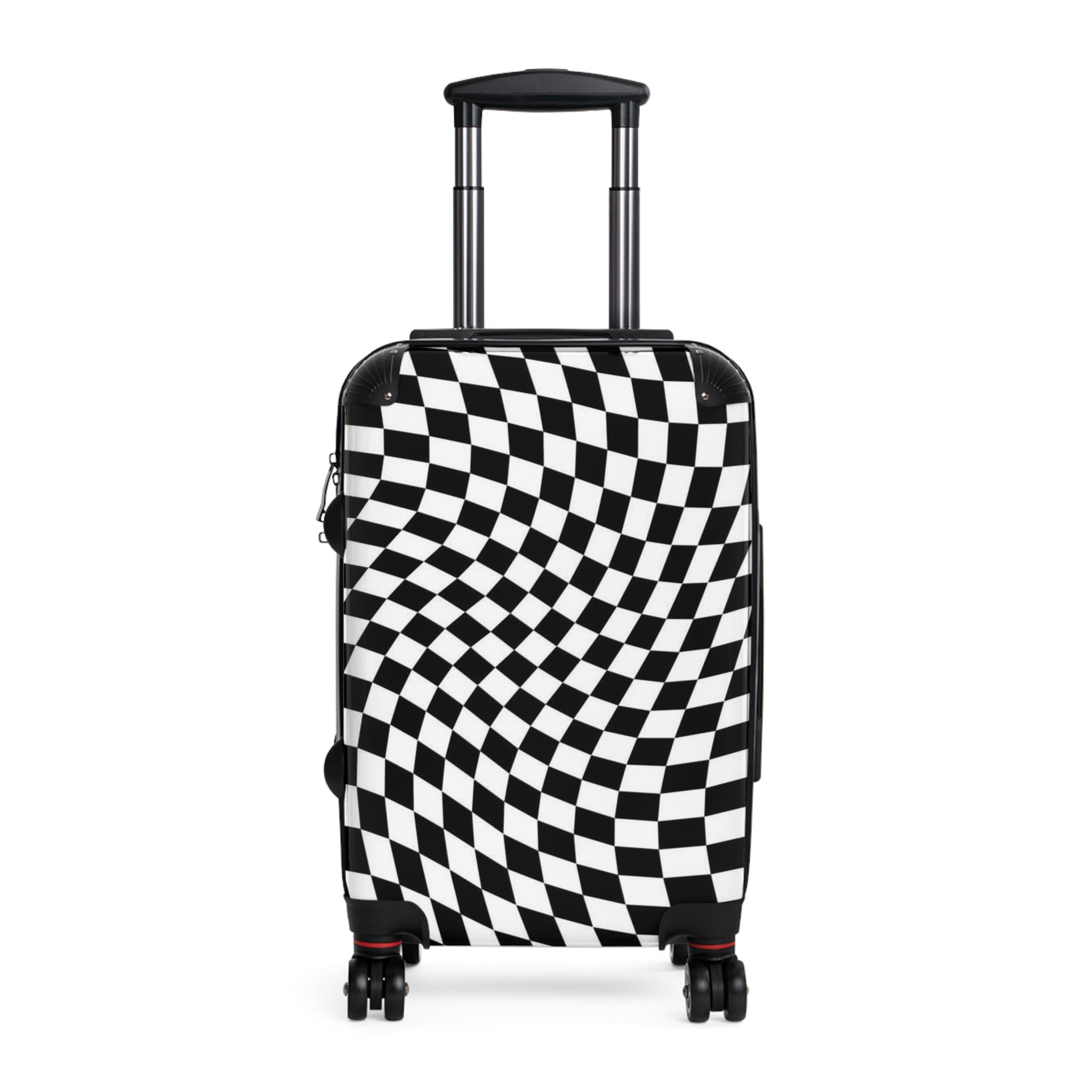 Checkerboard Optical-Illusion Suitcase — Travel Luggage
