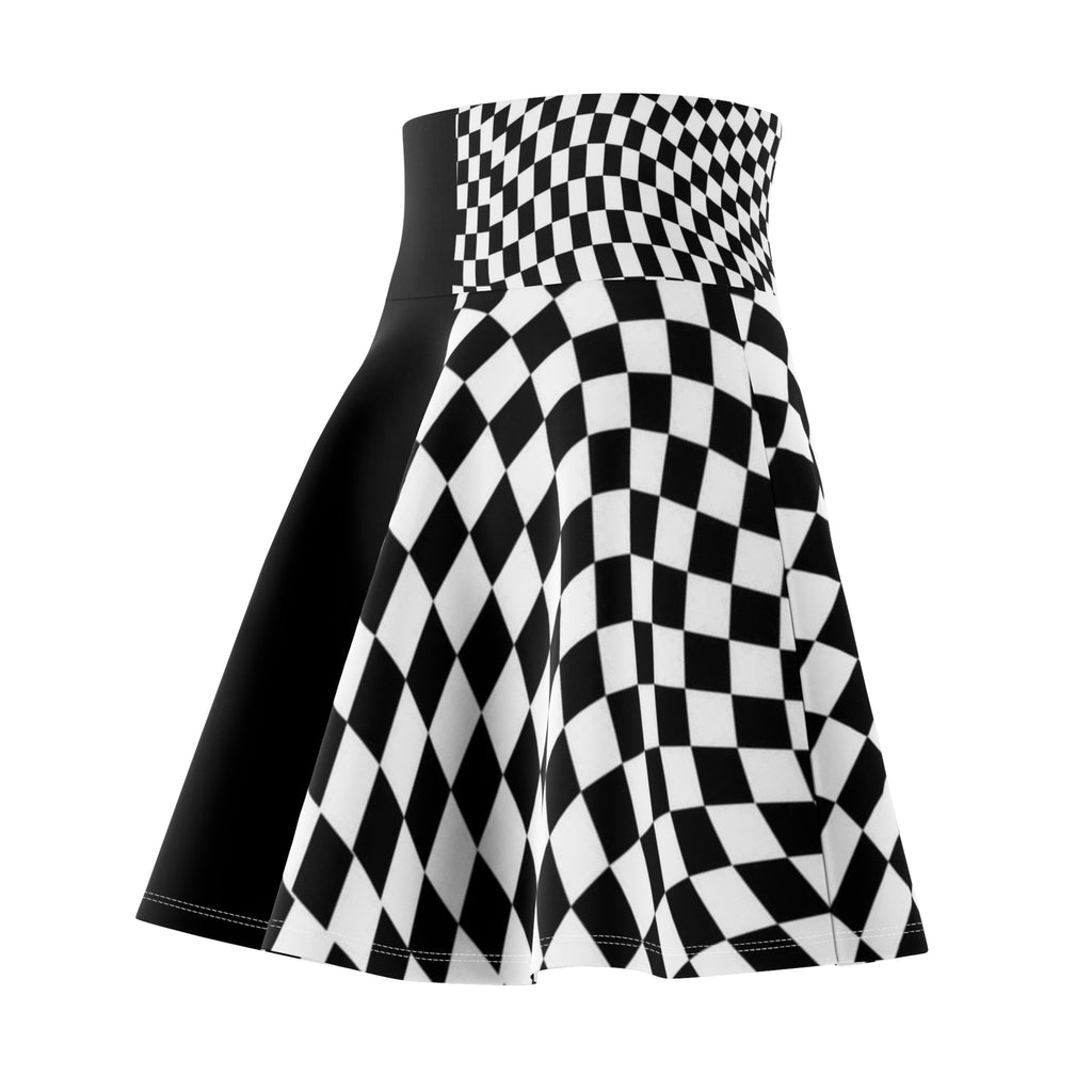 Checkerboard Contrast Skirt — Black & White Retro Pattern