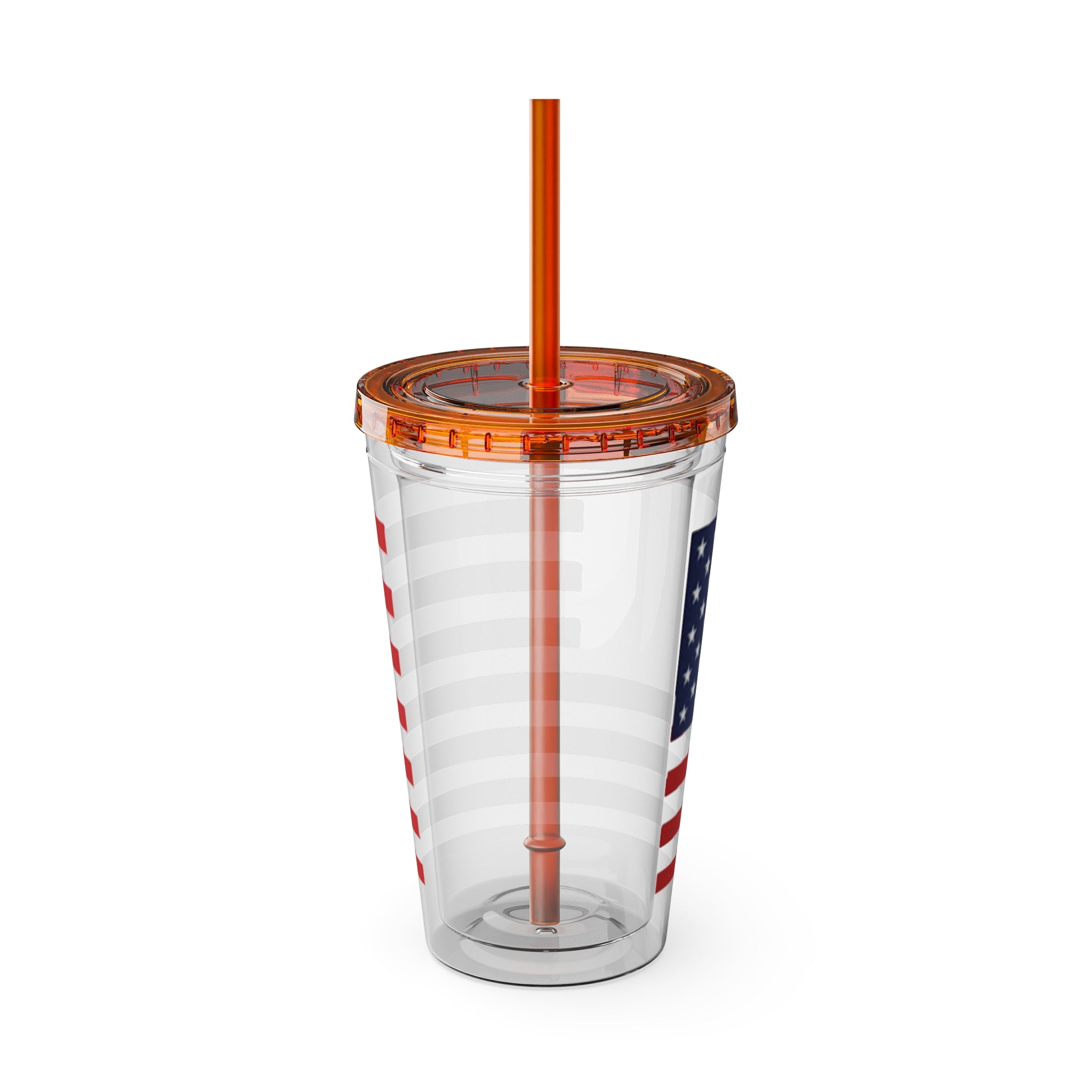 American Flag 16oz Tumbler with Straw – Patriotic USA Travel Cup