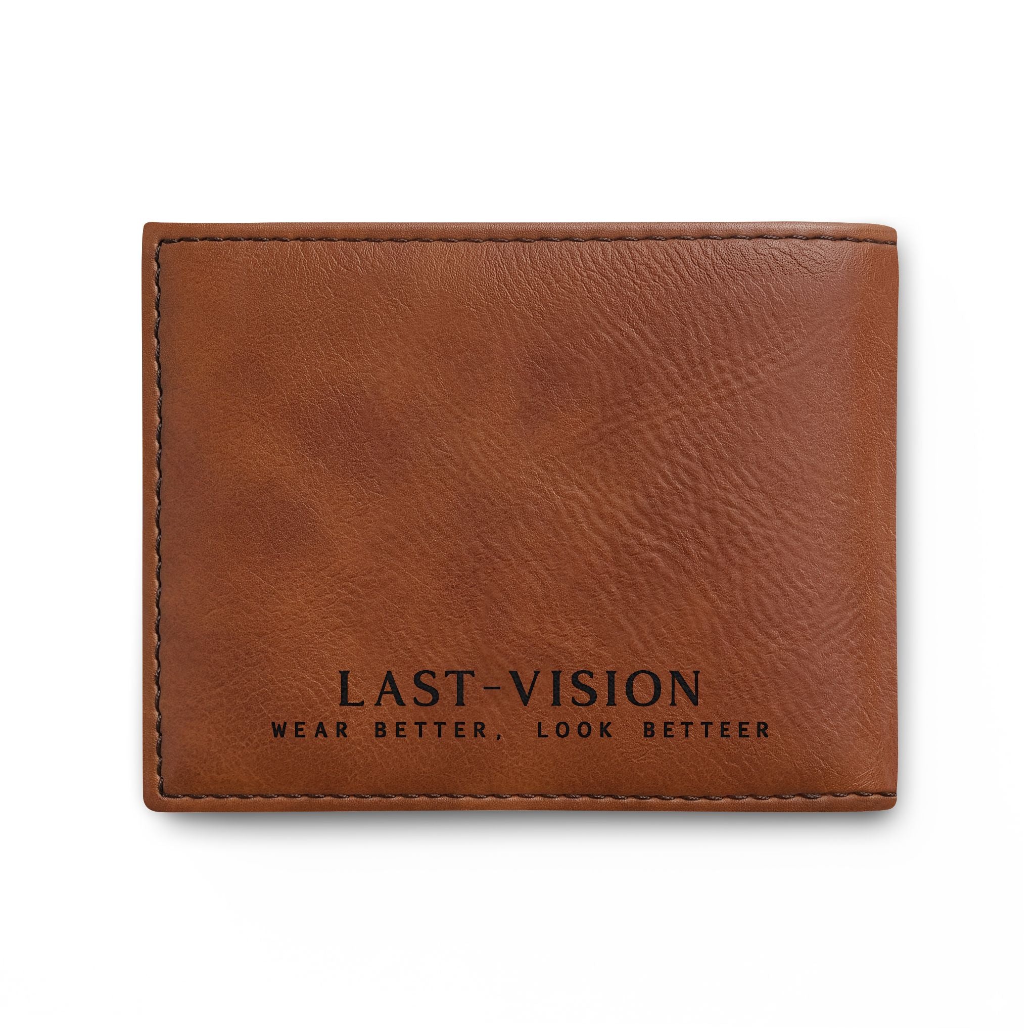 Bi-Fold Wallet — Minimal Leather Flip Wallet with "Last Vision" Logo