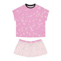 Pink Floral Women's Pajama Set — Short Sleeve Top & Star Print Shorts