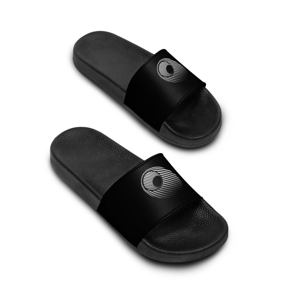 Men's Black Slide Sandals — 'Last Vision' Gradient Logo Slides