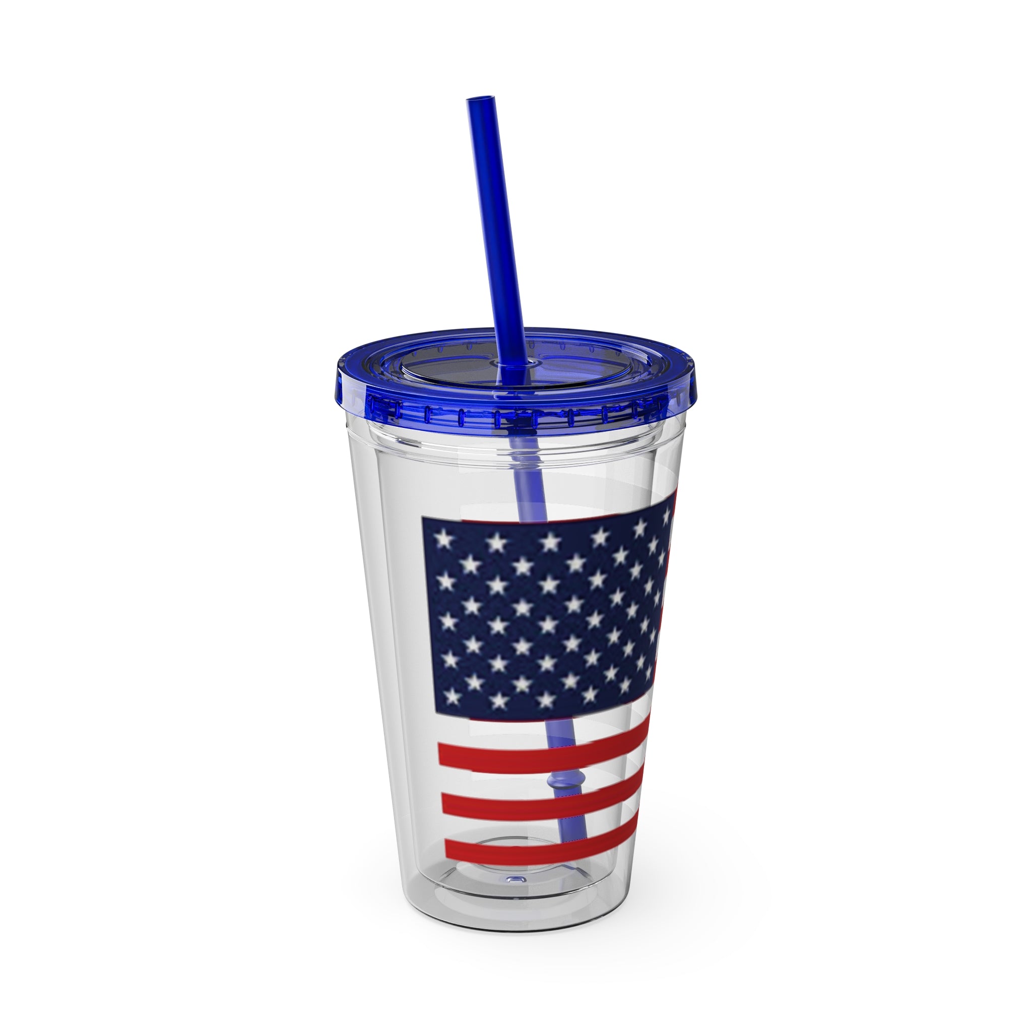 American Flag 16oz Tumbler with Straw – Patriotic USA Travel Cup