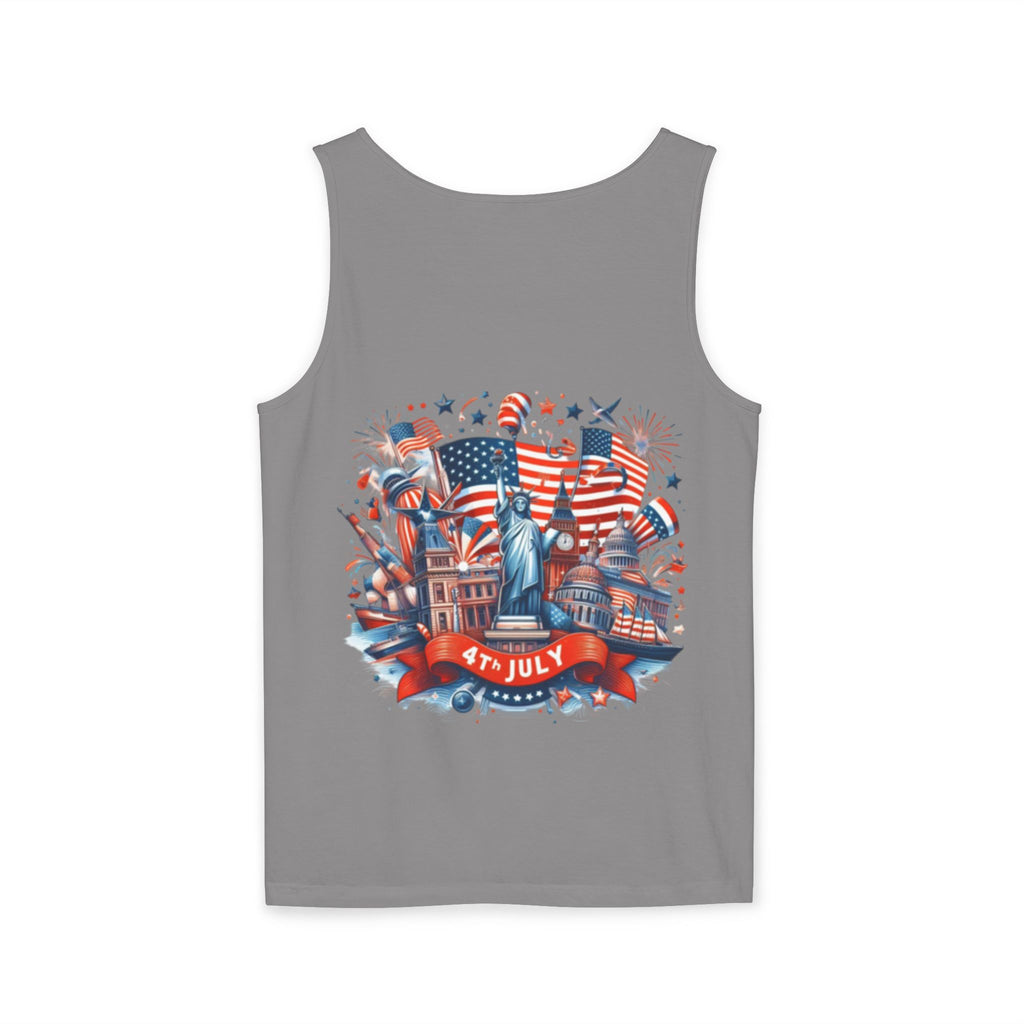 4th of July Patriotic Tank Top — USA Flag & Statue of Liberty Design