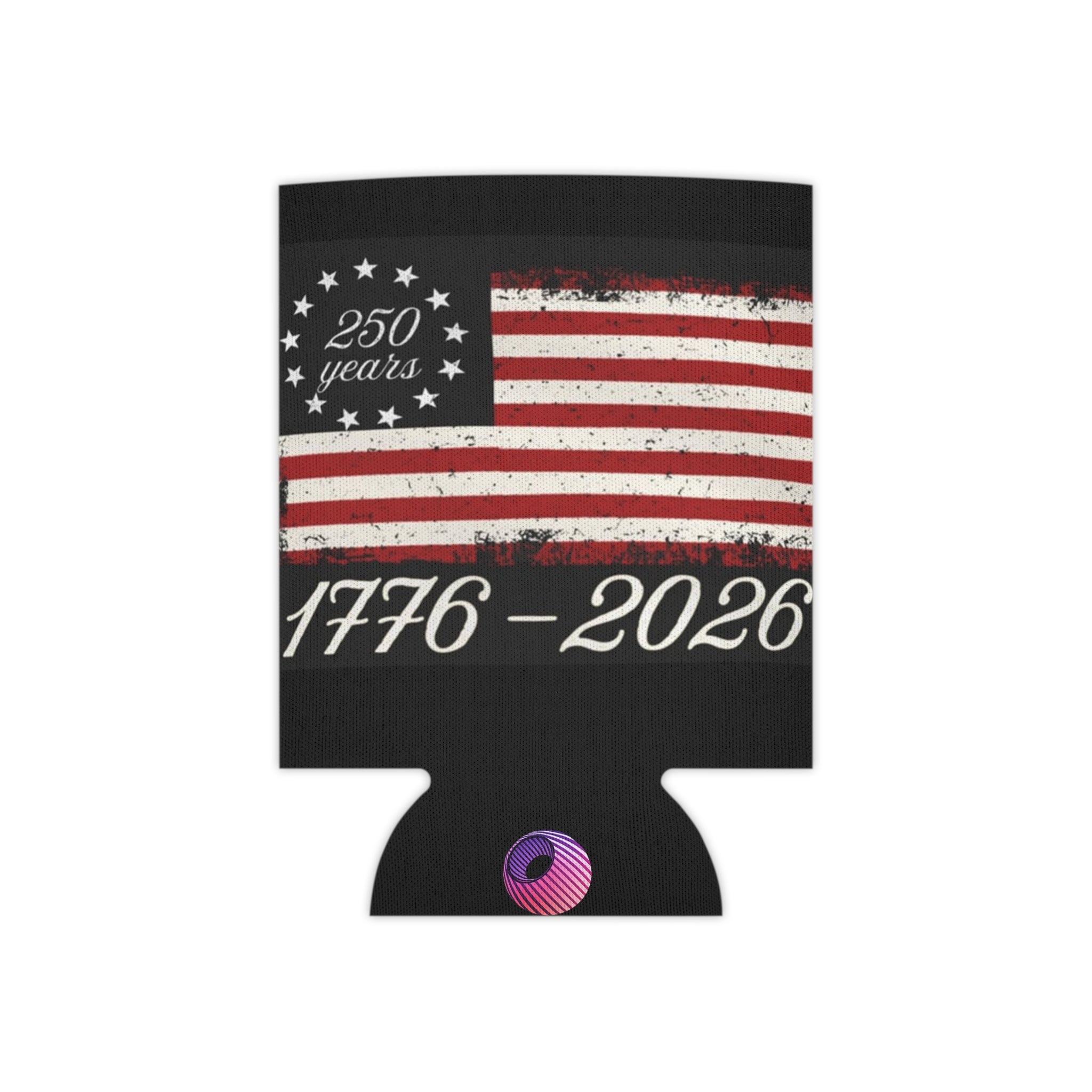 250 Years American Flag Can Cooler – 1776-2026 Patriotic Koozie
