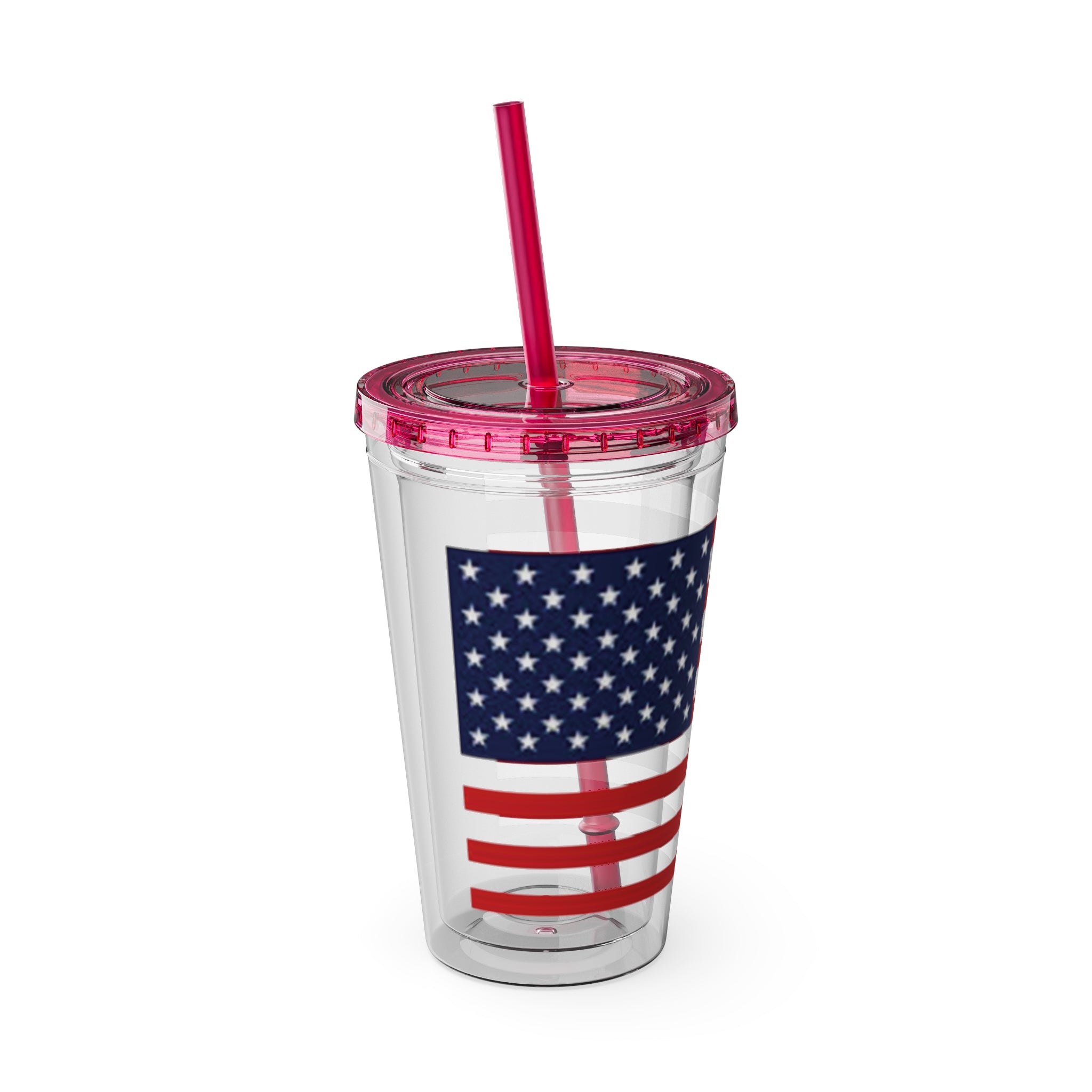 American Flag 16oz Tumbler with Straw – Patriotic USA Travel Cup
