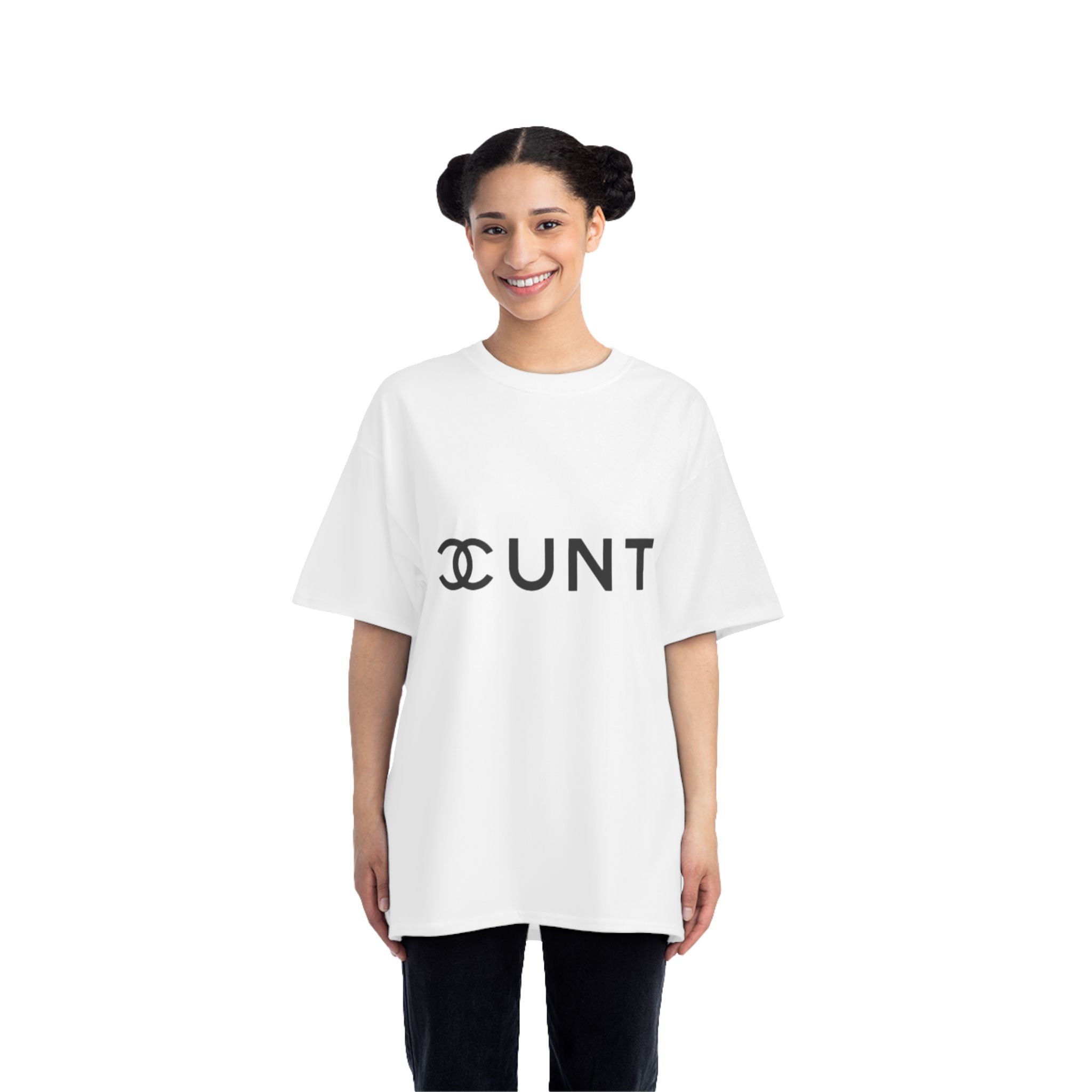 Graphic T-Shirt — Bold Parody Logo "CUNT" Statement Tee (women)