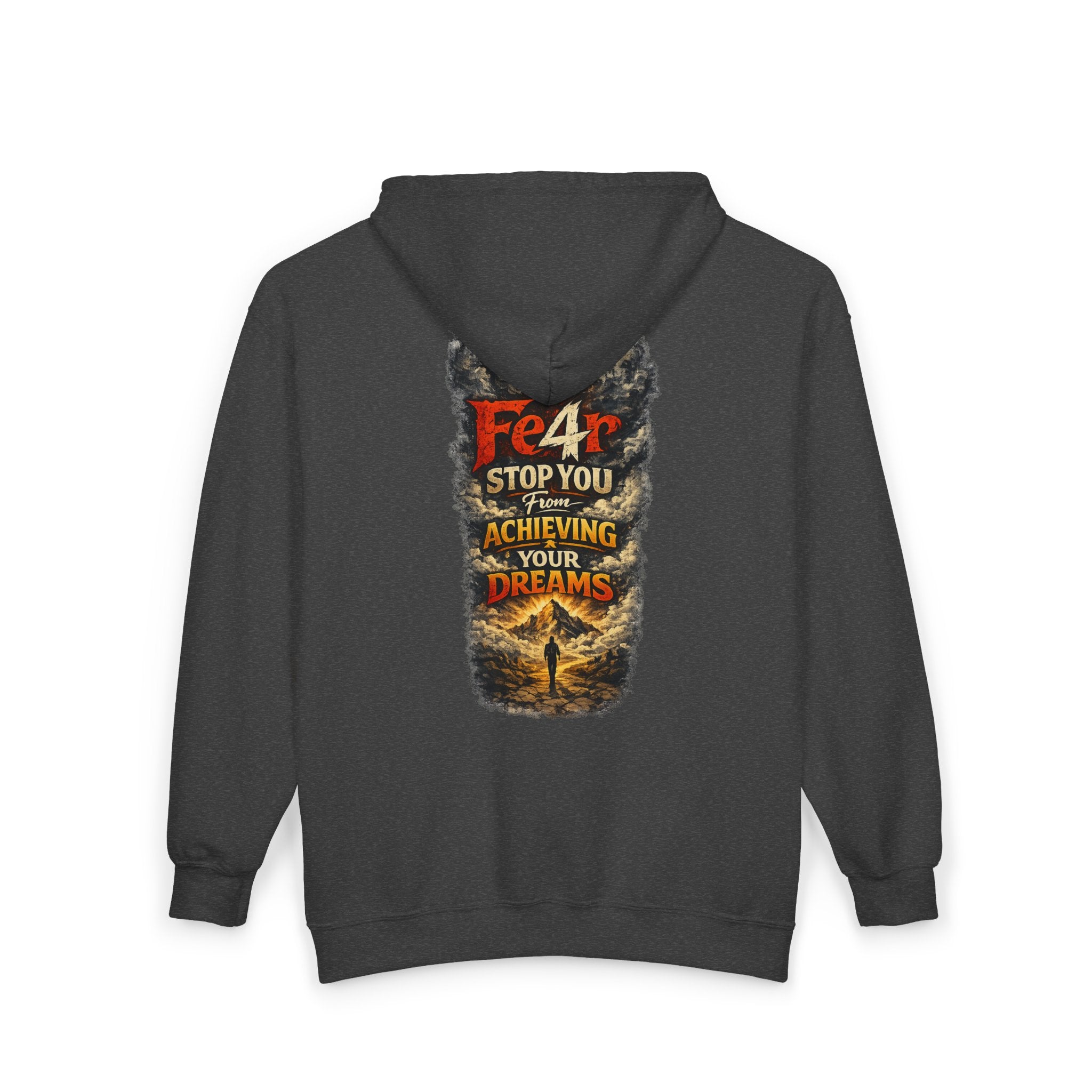 Full-Zip Hoodie — "Never Fear" Inspirational "Don't Let Fear Stop You" Motivational Zip-Up