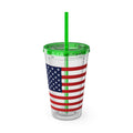 American Flag 16oz Tumbler with Straw – Patriotic USA Travel Cup