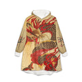 Samurai Dragon Hooded Blanket - Japanese Red Sun Warrior Design