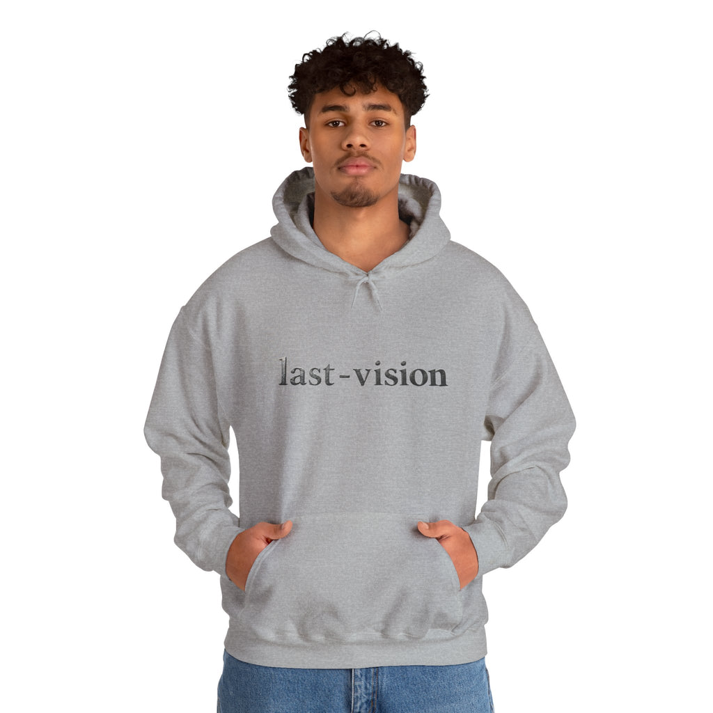 Last-Vision Minimalist Hoodie — Monochrome Logo Pullover
