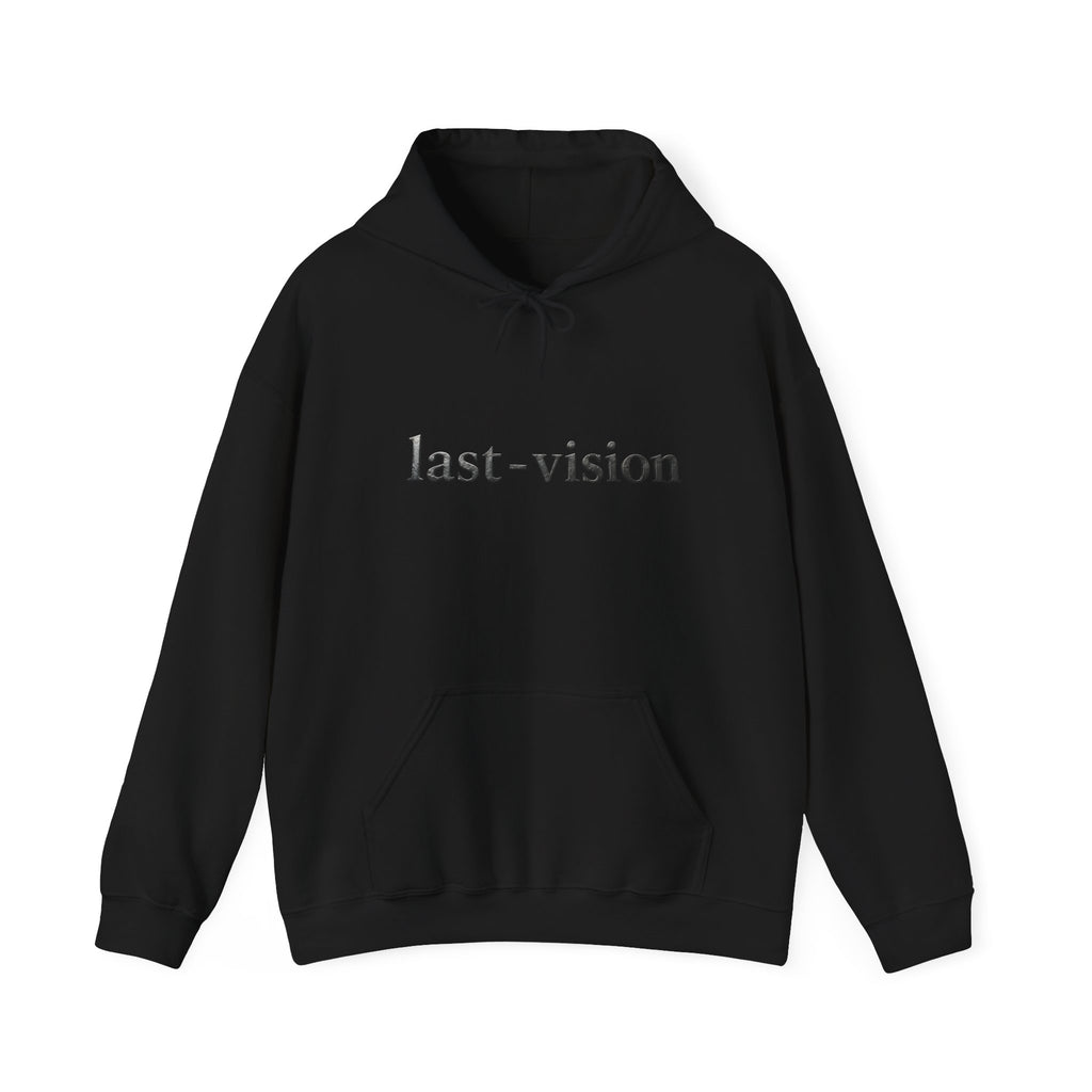 Last-Vision Minimalist Hoodie — Monochrome Logo Pullover