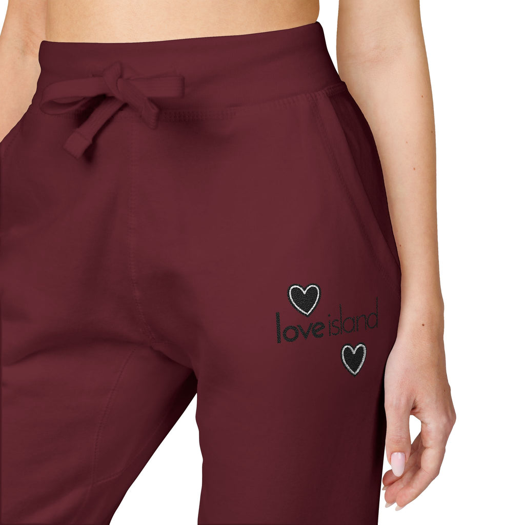 Love Island Embroidered Sweatpants — Cozy Fleece Joggers