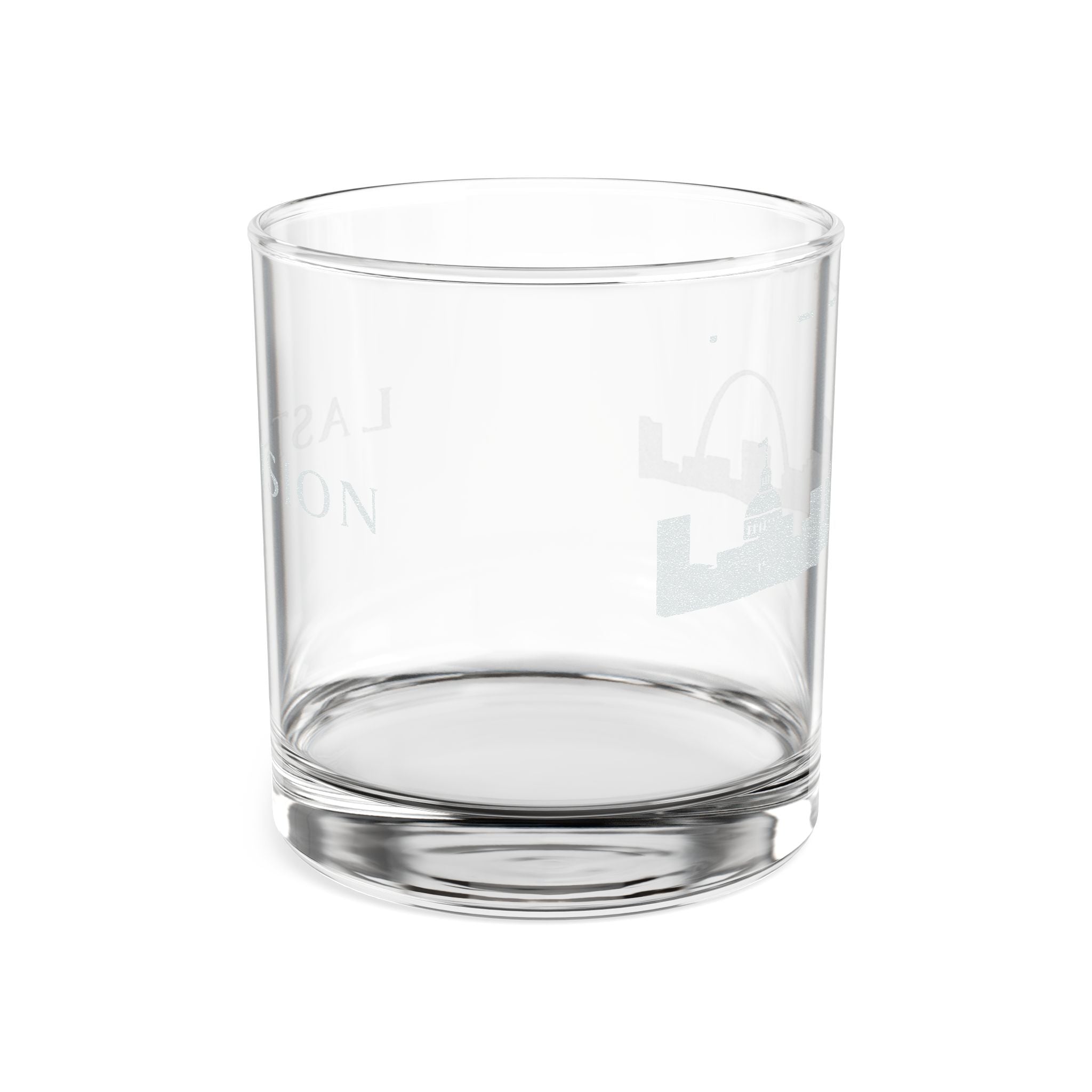 Engraved City Skyline Rocks Glass — 10oz Whiskey Tumbler ("Last Vision")