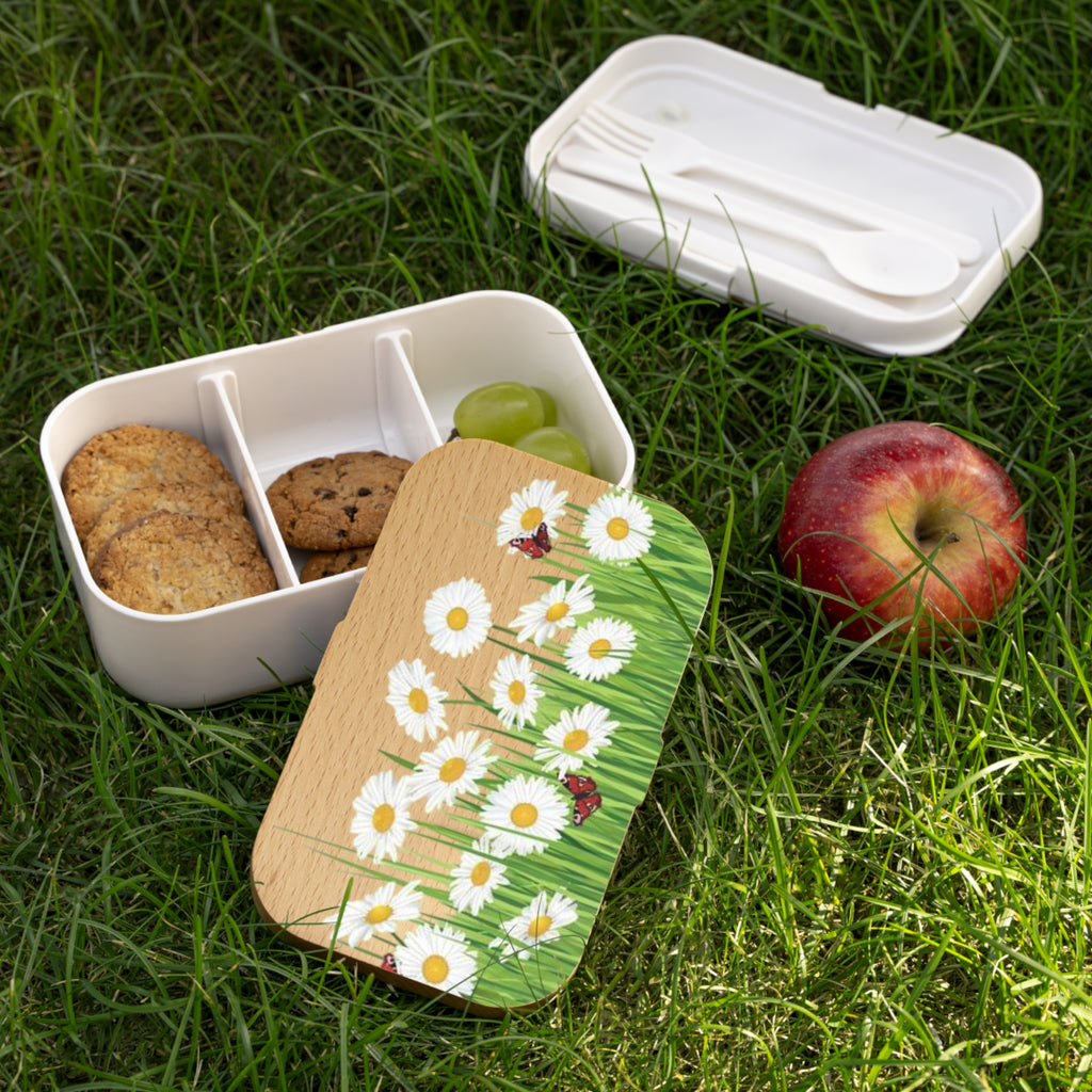 Daisy Meadow Bento Lunch Box — Floral Eco-Friendly Lunchbox with Ladybugs