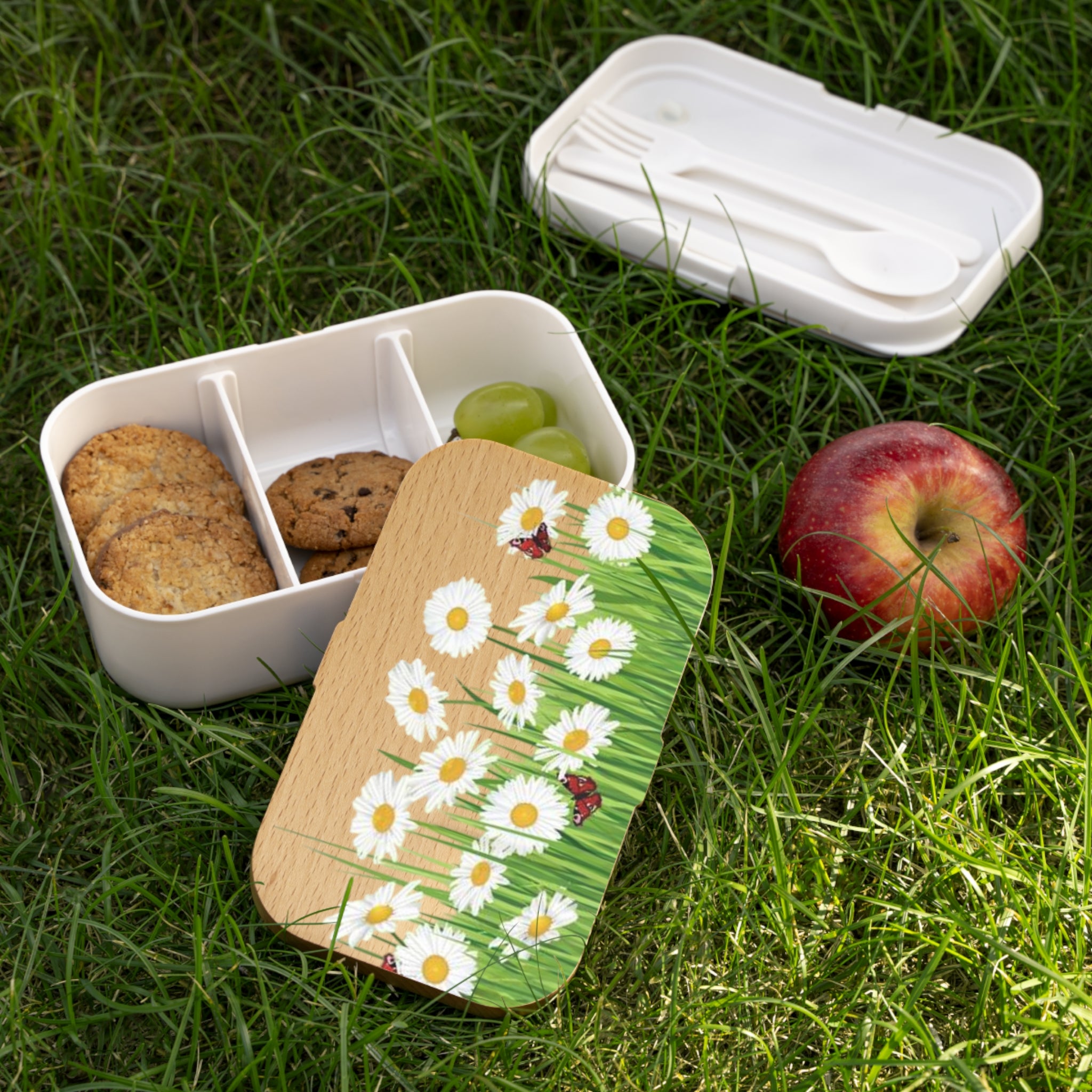 Daisy Meadow Bento Lunch Box — Floral Eco-Friendly Lunchbox with Ladybugs