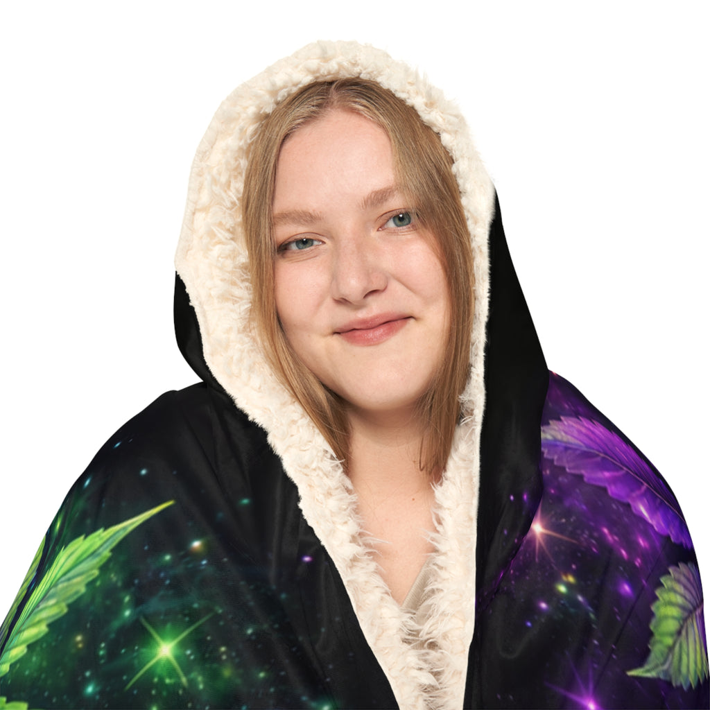 Galaxy Cannabis Hooded Blanket – Psychedelic Weed Snuggle Throw
