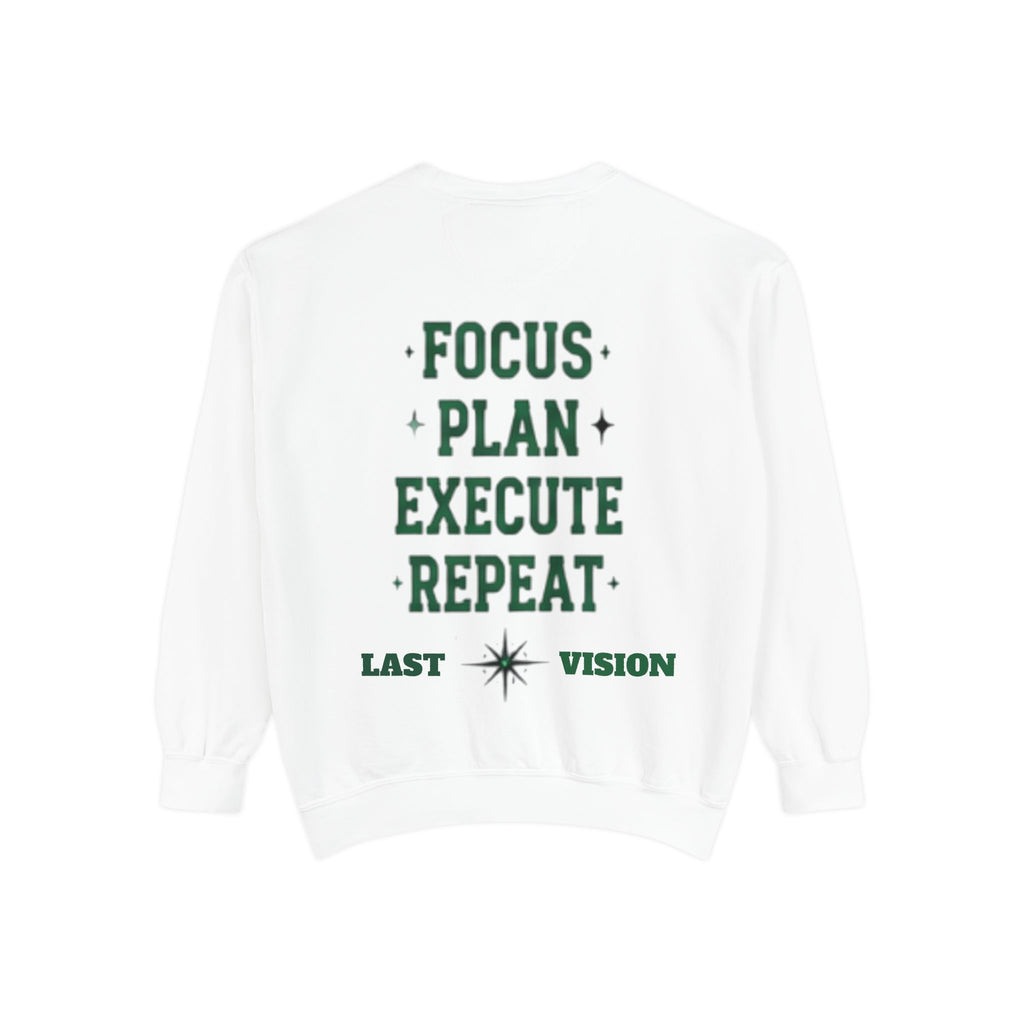 Discipline Sweatshirt — 'Discipline' Angel Graphic with 'Focus Plan Execute Repeat' Motivational Back