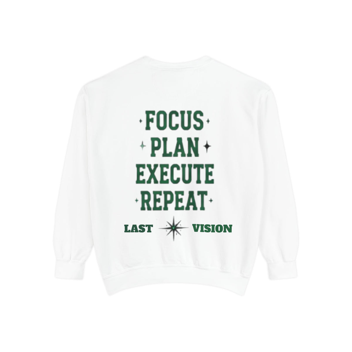 Discipline Sweatshirt — 'Discipline' Angel Graphic with 'Focus Plan Execute Repeat' Motivational Back