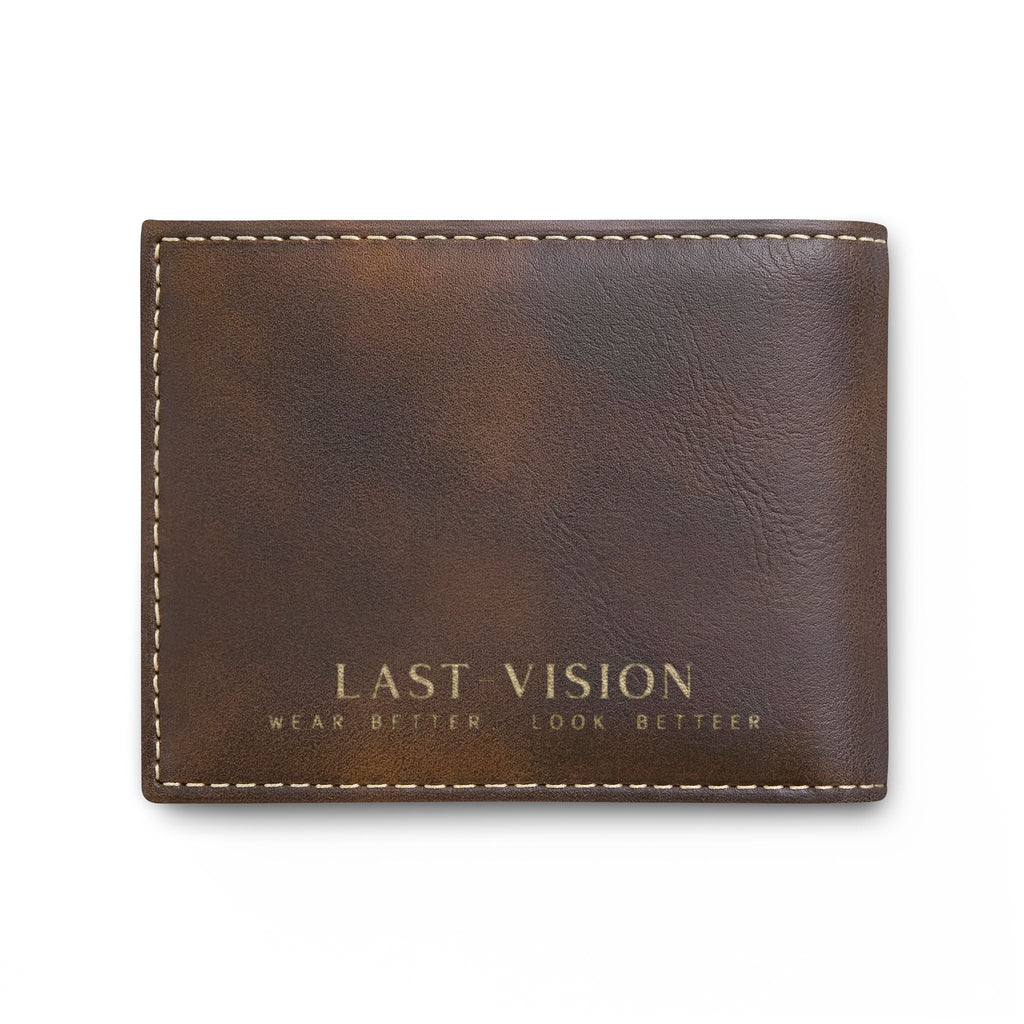 Bi-Fold Wallet — Minimal Leather Flip Wallet with "Last Vision" Logo