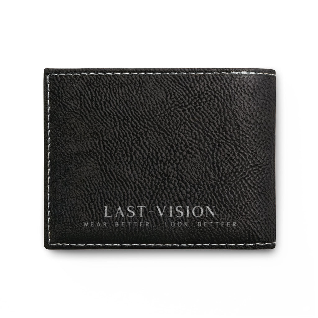 Bi-Fold Wallet — Minimal Leather Flip Wallet with "Last Vision" Logo
