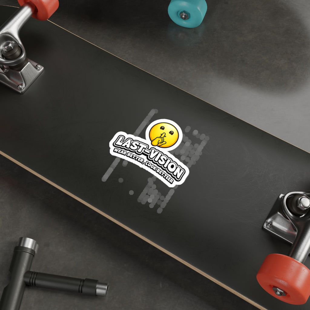 Last-Vision Die-Cut Sticker – Shh Emoji Logo, 'Wear Better, Look Better'