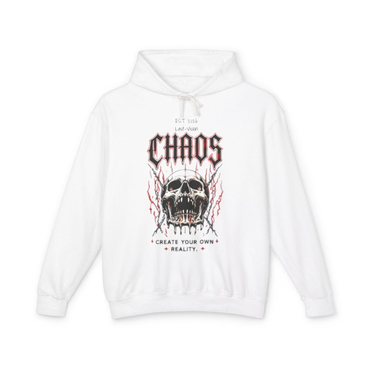 Chaos Skull & Rose Hoodie — Gothic Streetwear Pullover with "Chaos" Graphic