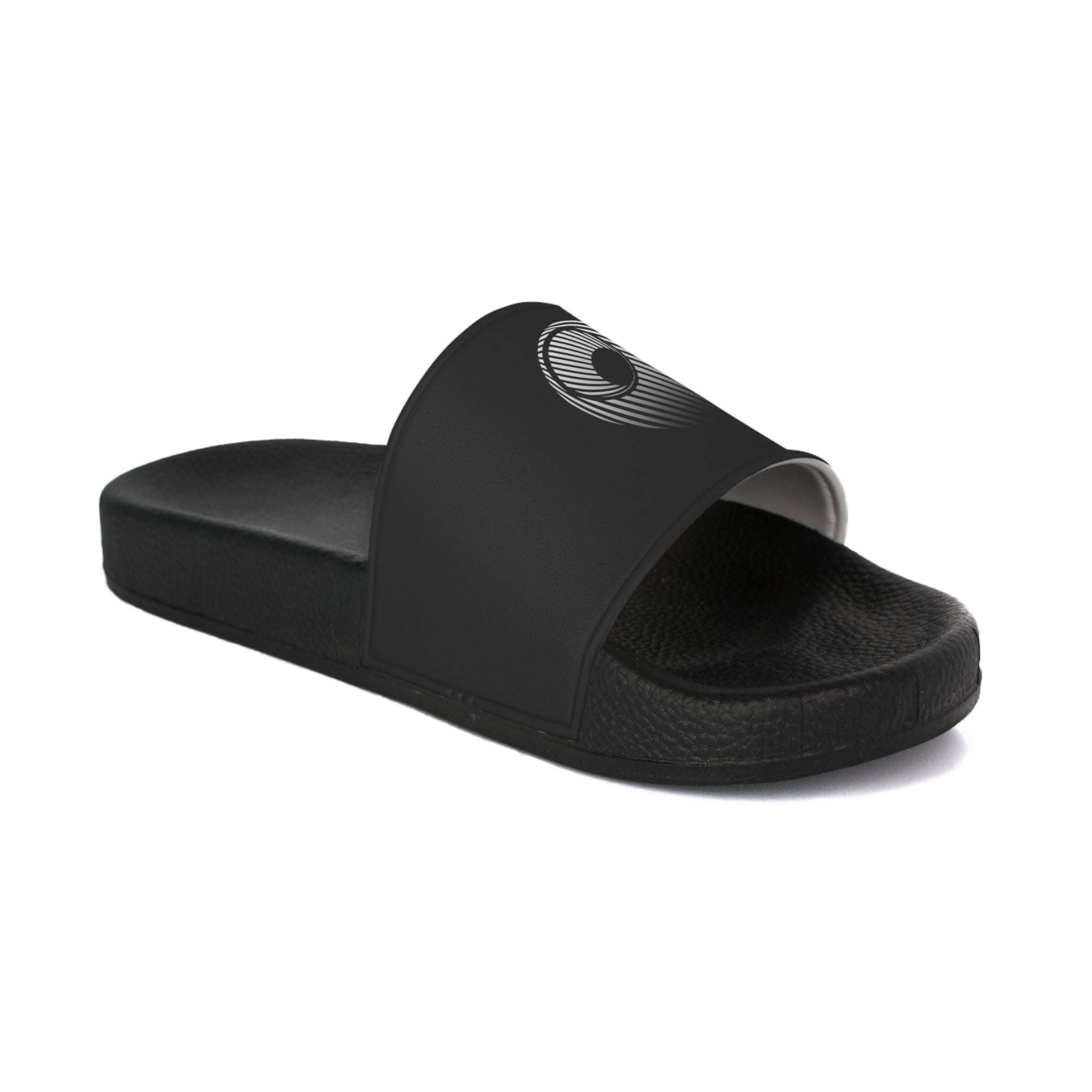 Men's Black Slide Sandals — 'Last Vision' Gradient Logo Slides