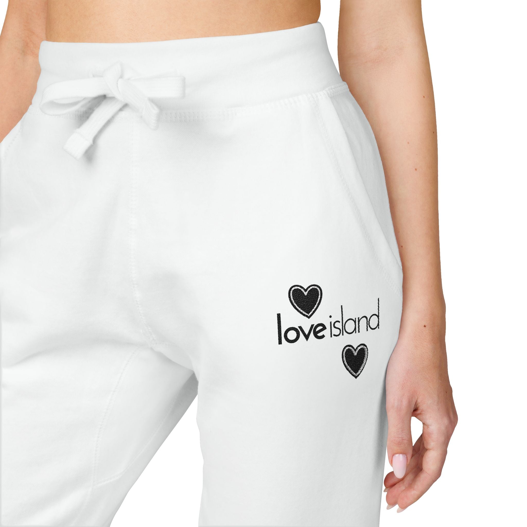 Love Island Embroidered Sweatpants — Cozy Fleece Joggers