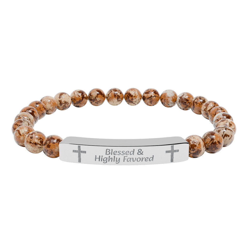 Natural Stone Bar Bracelet — Prayer/Scripture Bead Bracelet
