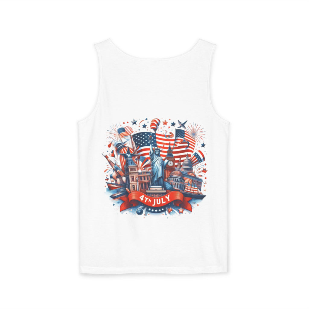 4th of July Patriotic Tank Top — USA Flag & Statue of Liberty Design