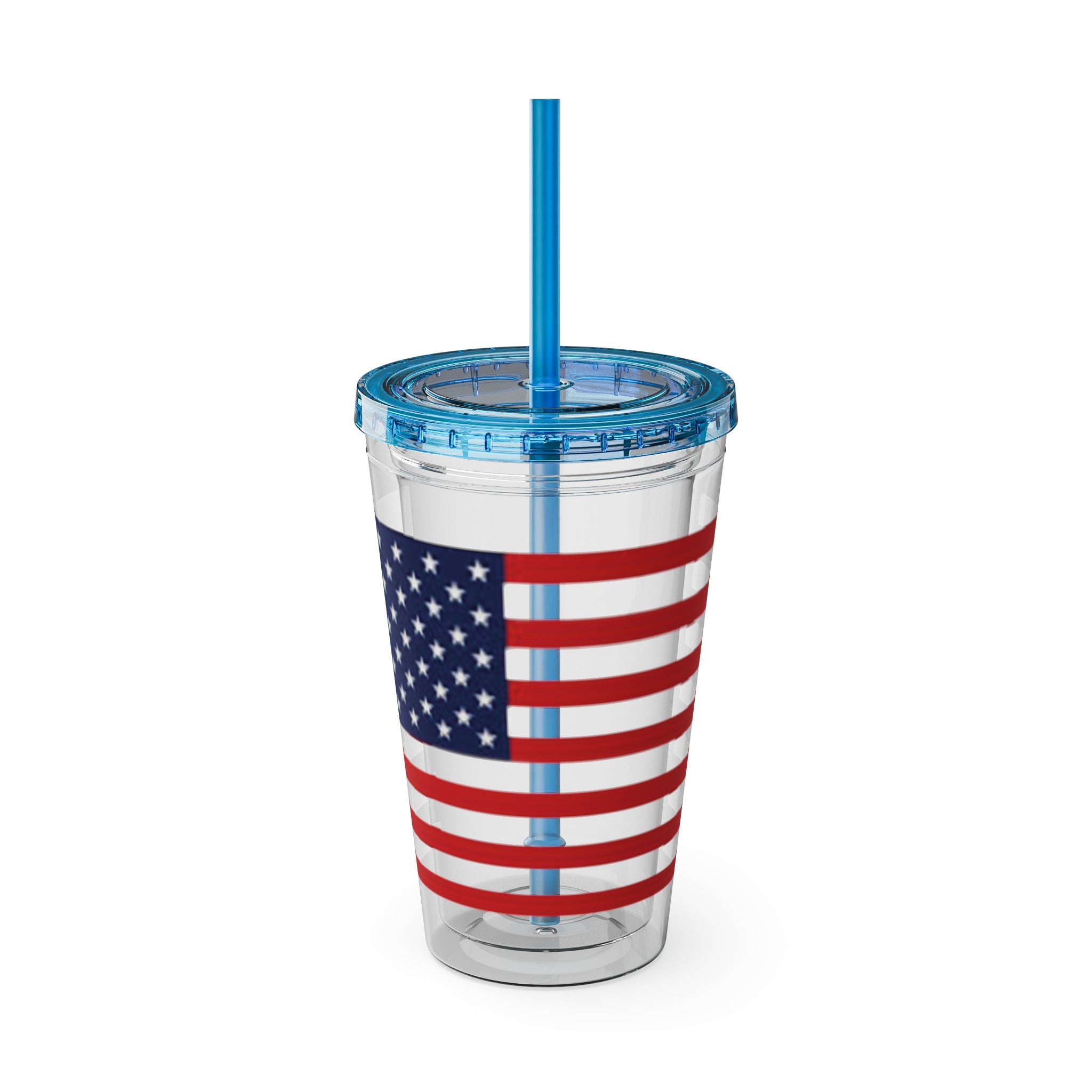 American Flag 16oz Tumbler with Straw – Patriotic USA Travel Cup