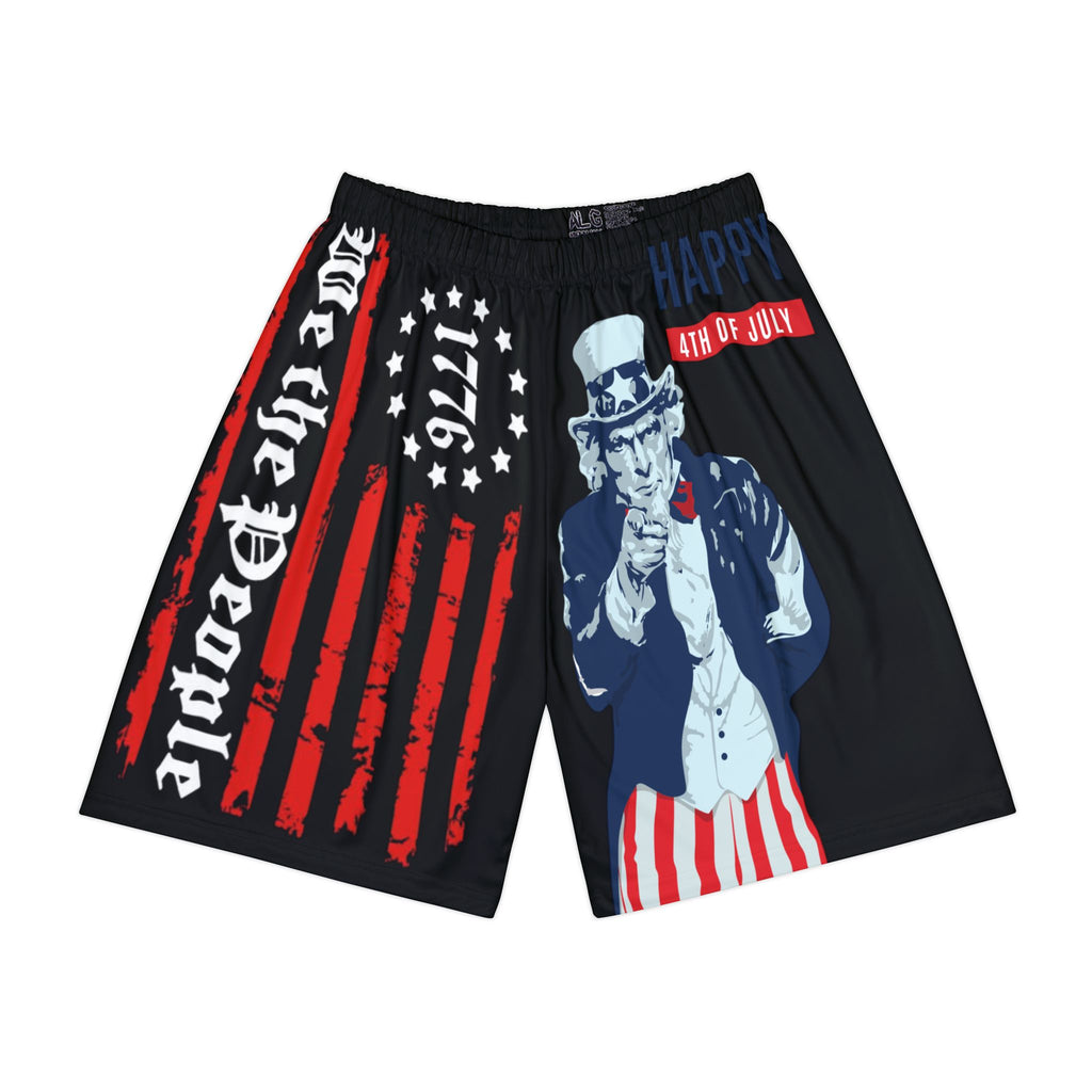 Patriotic Uncle Sam Men's Sports Shorts — "We the People" 4th of July Athletic Shorts