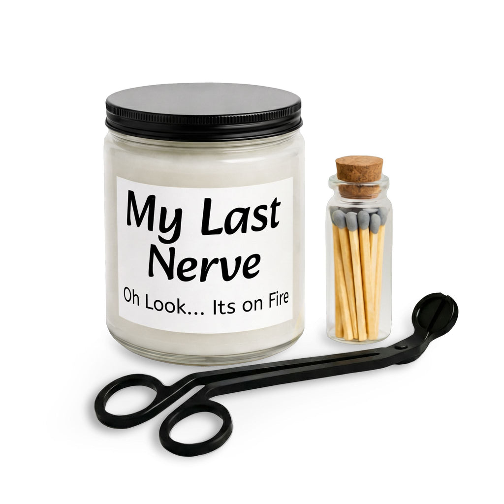 My Last Nerve Candle Set — Glass Jar Candle with Matches & Wick Trimmer