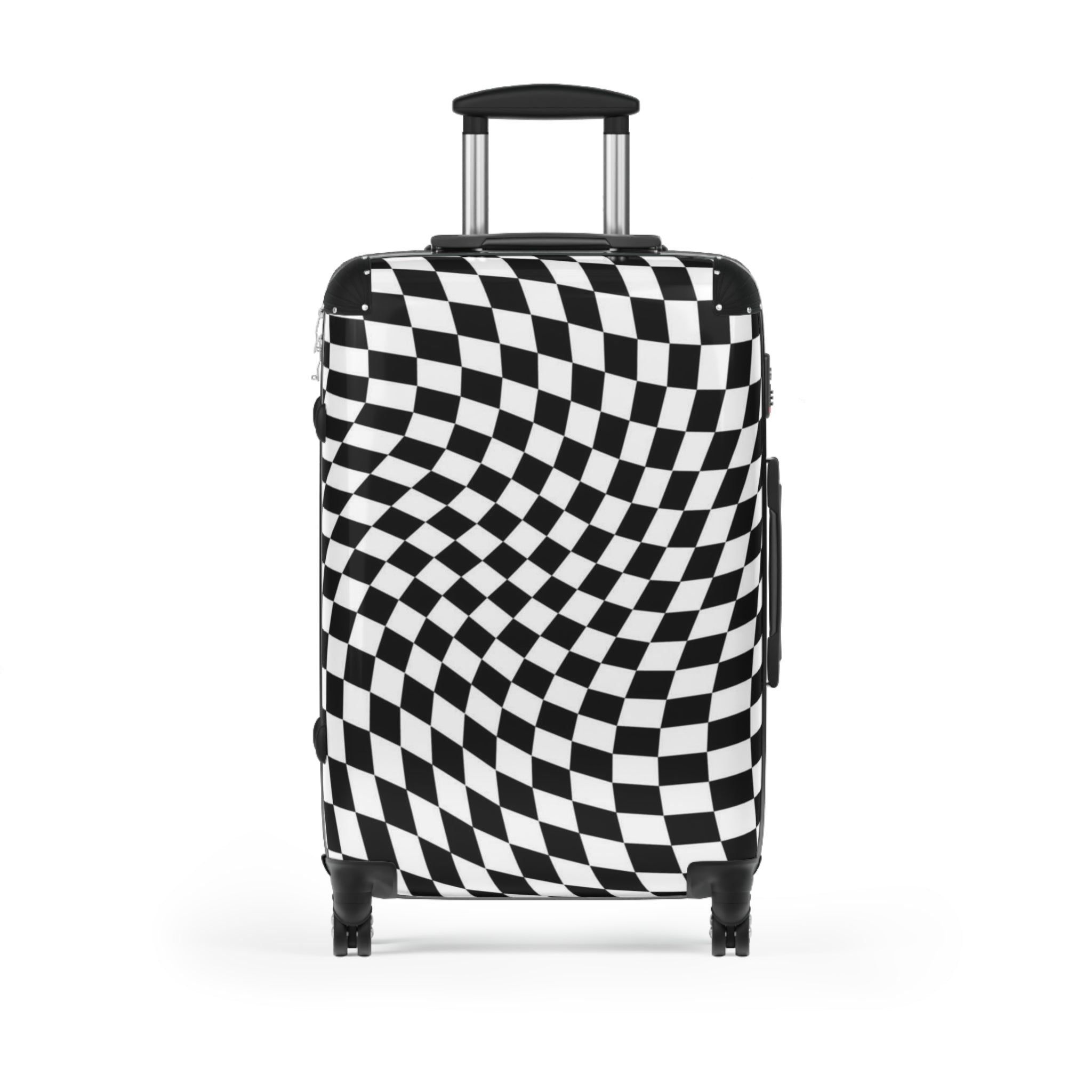 Checkerboard Optical-Illusion Suitcase — Travel Luggage