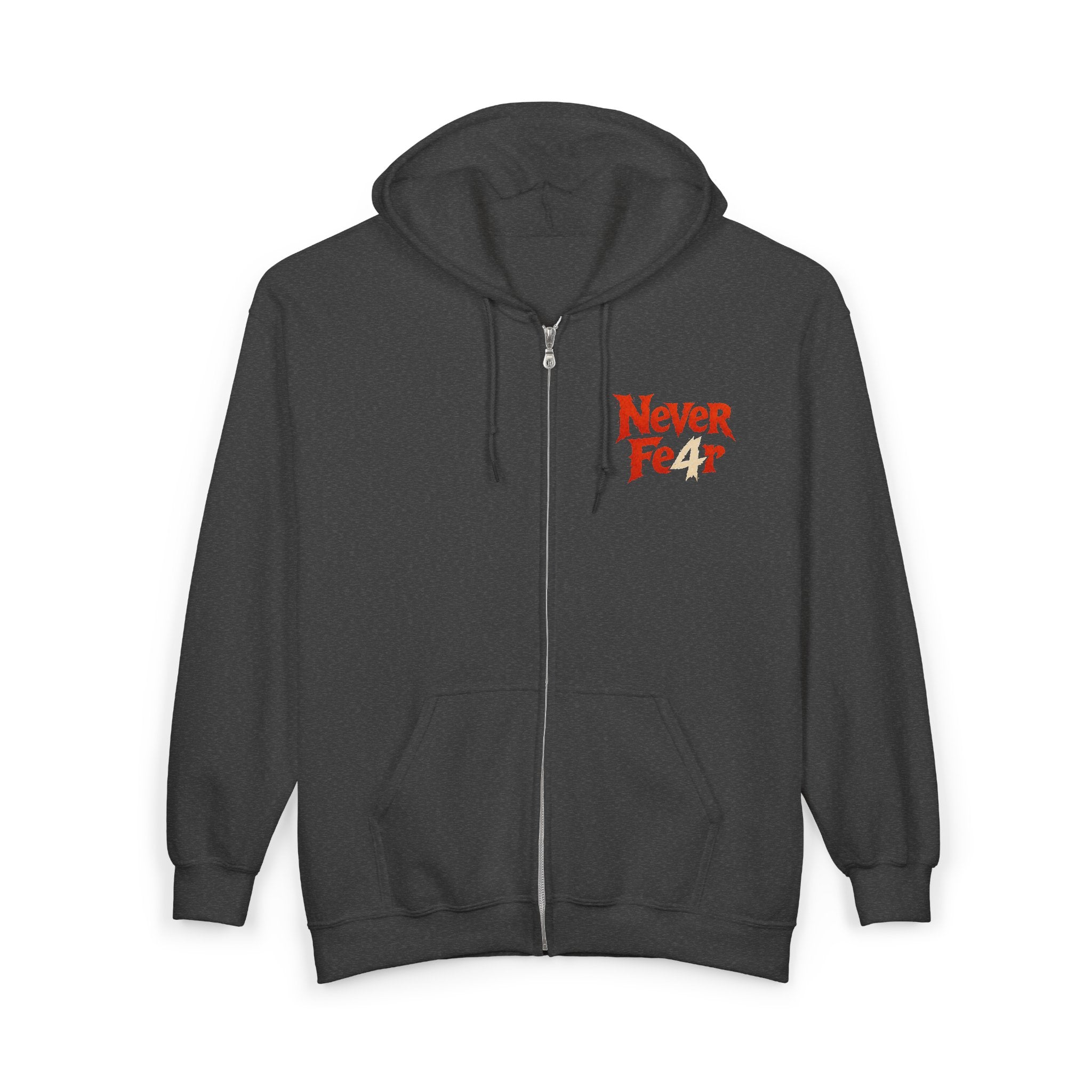 Full-Zip Hoodie — "Never Fear" Inspirational "Don't Let Fear Stop You" Motivational Zip-Up